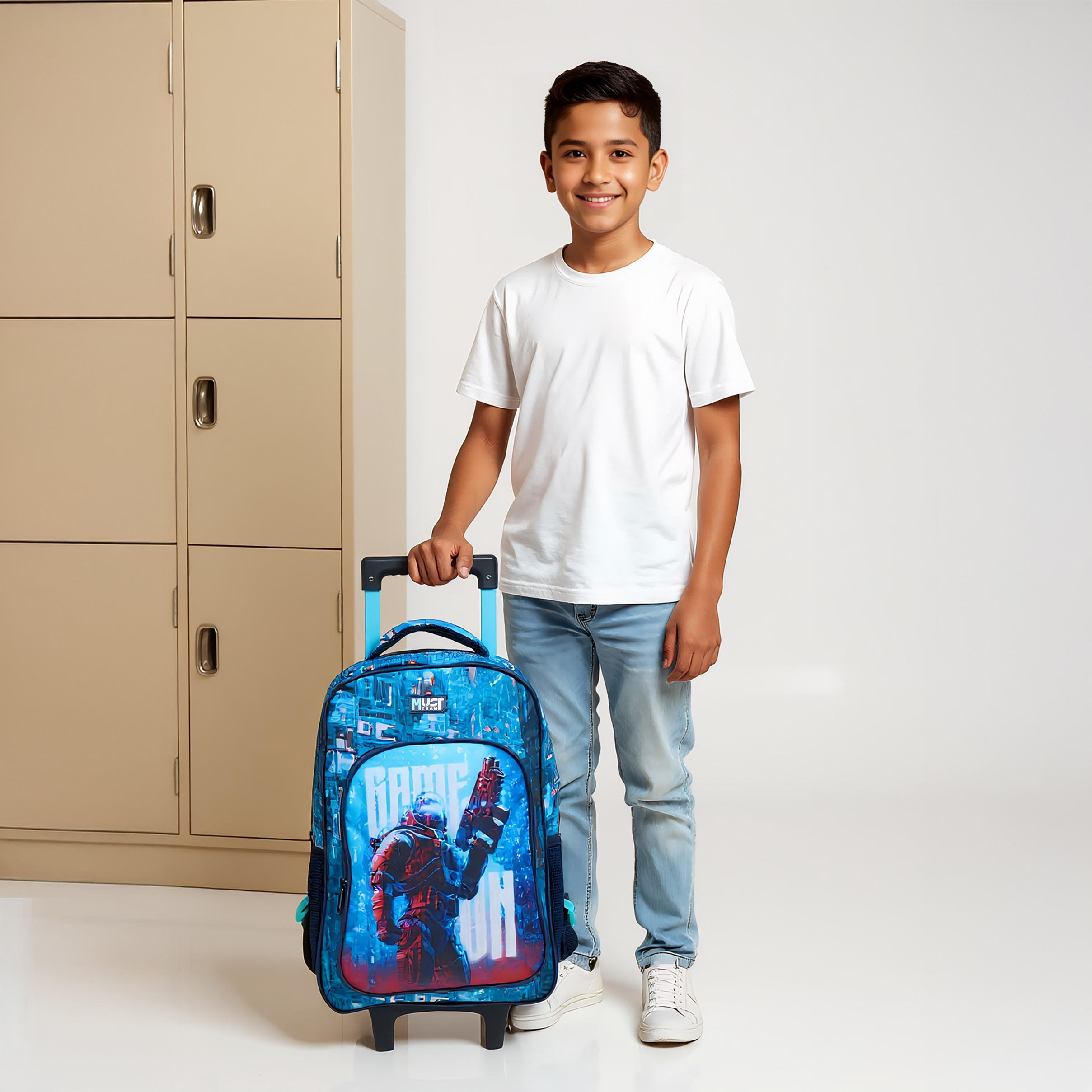 طقم شنطة ظهر ترولي 16 بوصة 3 قطع بطبعات من ماست - 43x30x13 سم-school-bagsandbackpacks-trolleybags-image-2