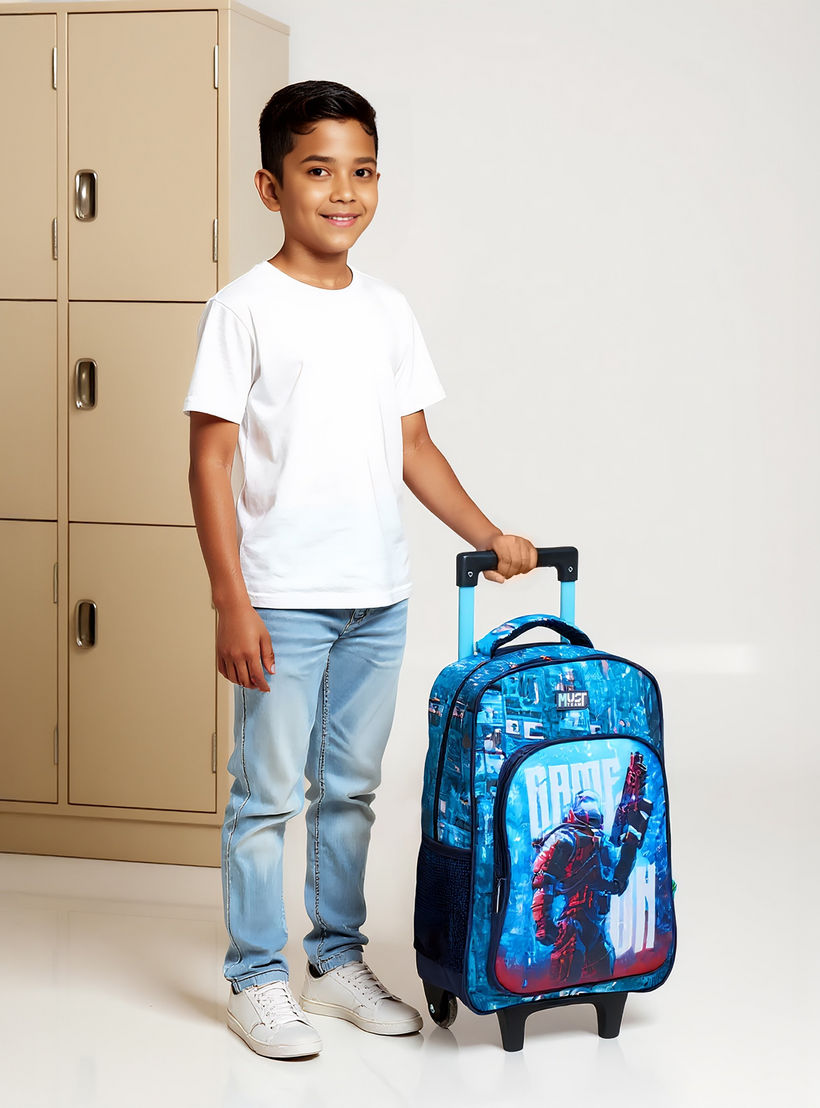 طقم شنطة ظهر ترولي 16 بوصة 3 قطع بطبعات من ماست - 43x30x13 سم-school-bagsandbackpacks-trolleybags-image-3