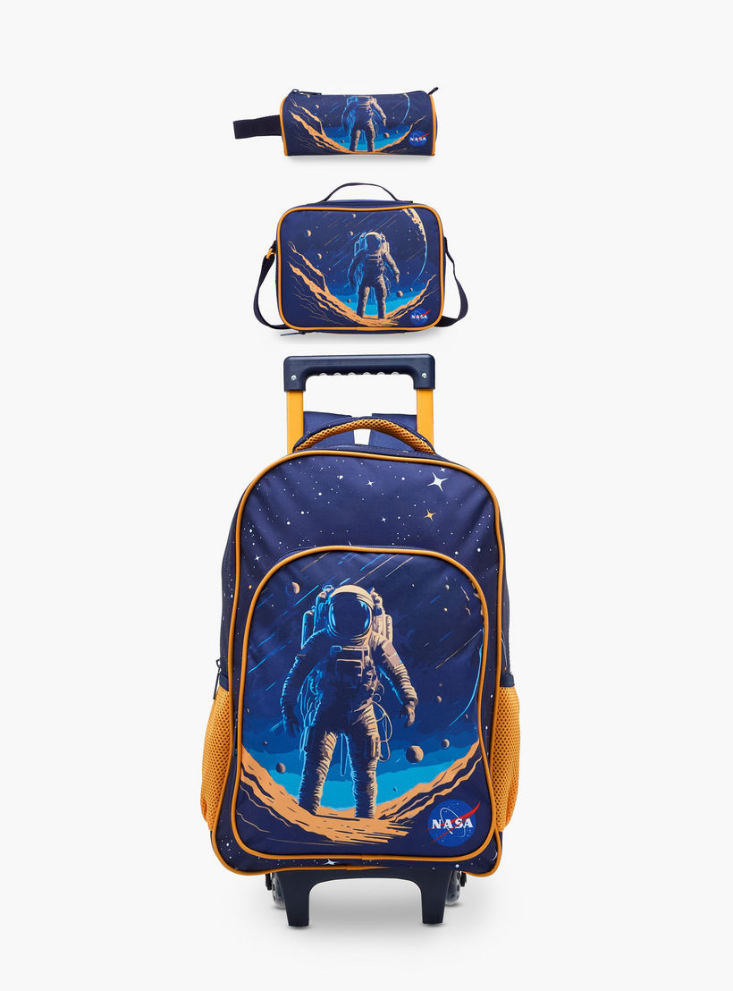 MUST Space 3-Piece School Trolley Bag Set for Boys 5-8 Years with Lunch Bag and Pencil Pouch -school-bagsandbackpacks-trolleybags-image-1