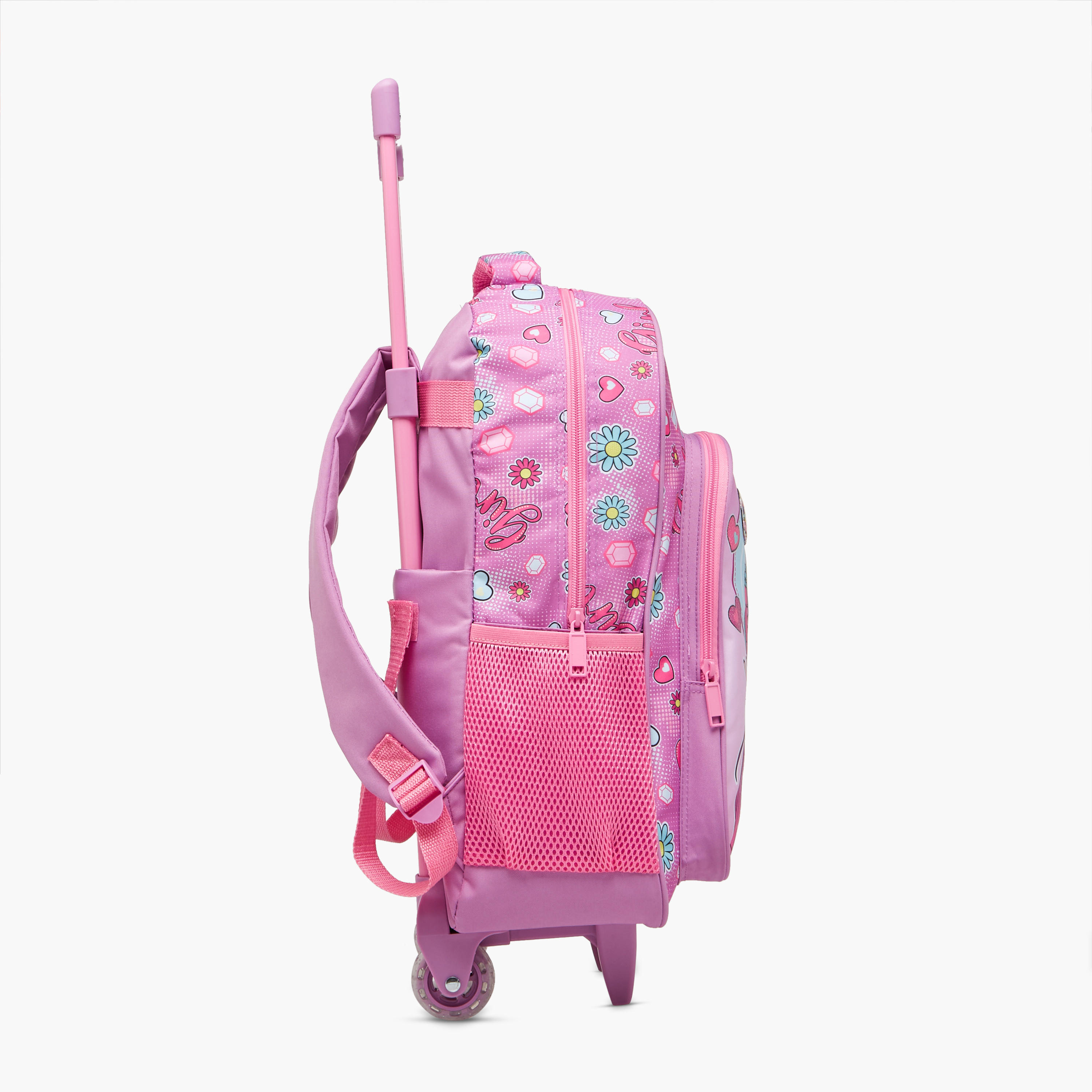 طقم شنطة ترولي مدرسية 3 قطع للبنات 5-8 سنوات مع شنطة غداء ومقلمة بطبعات من ماست-school-bagsandbackpacks-trolleybags-image-5