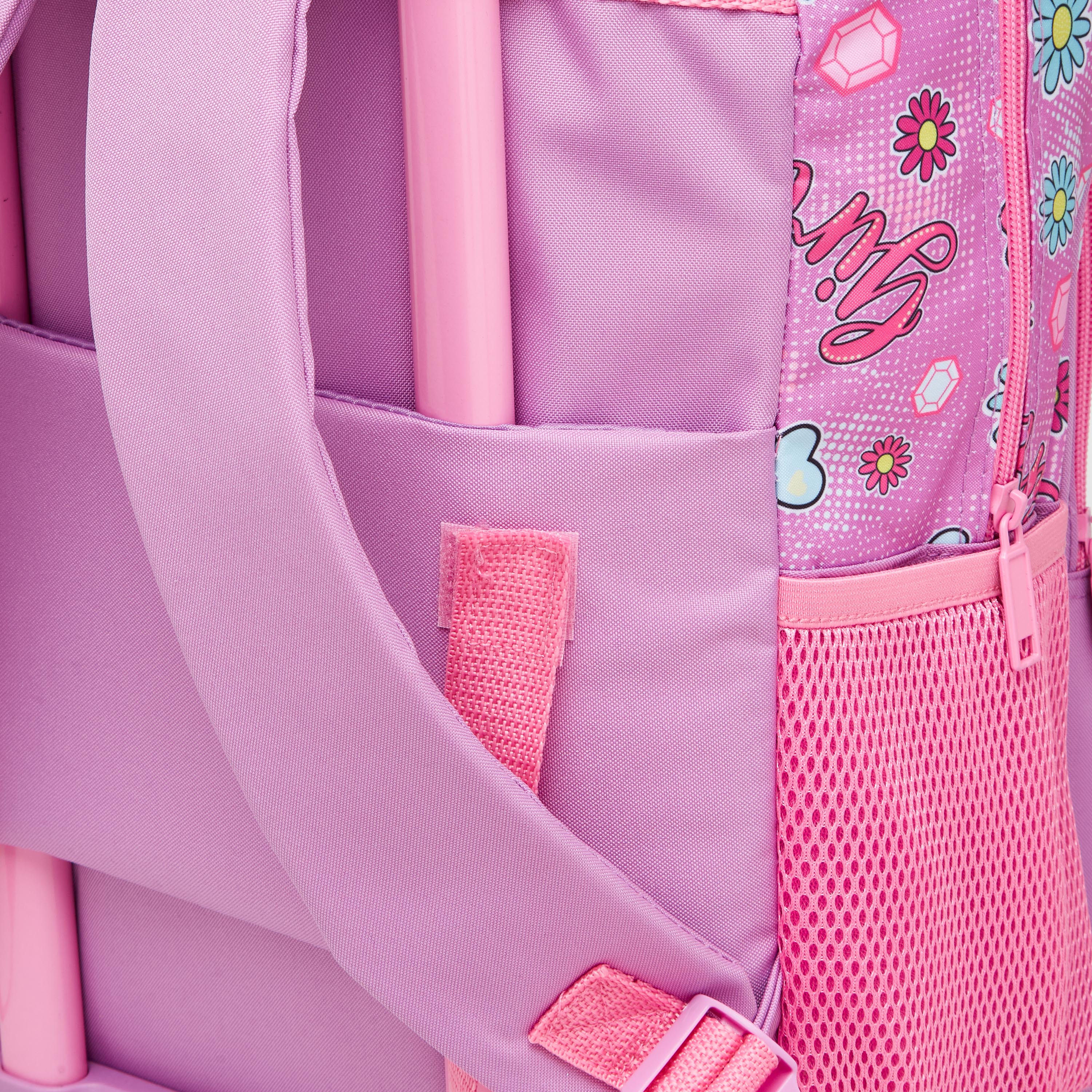 طقم شنطة ترولي مدرسية 3 قطع للبنات 5-8 سنوات مع شنطة غداء ومقلمة بطبعات من ماست-school-bagsandbackpacks-trolleybags-image-9