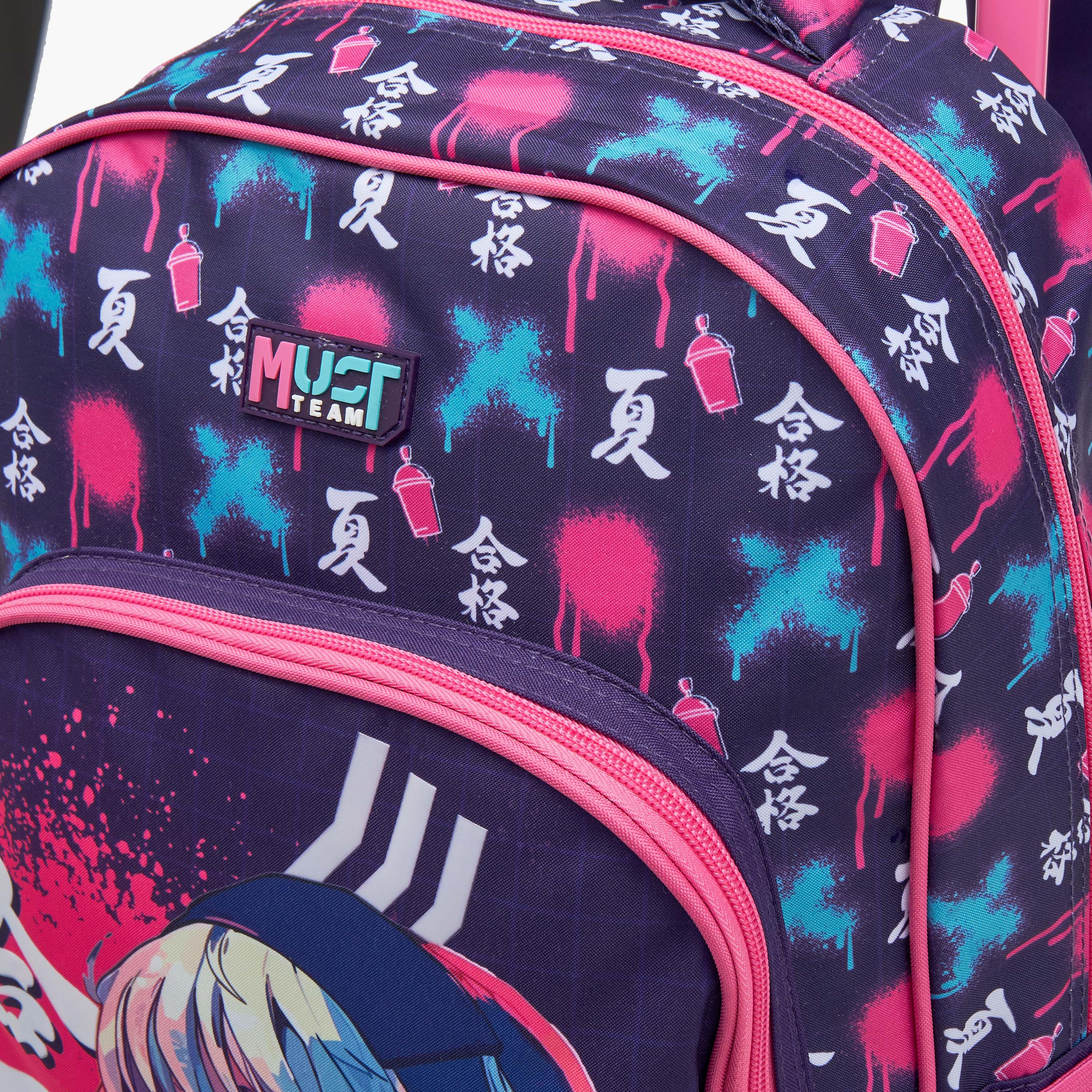 MUST Printed 3-Piece School Trolley Bag Set for Girls 5-8 Years with Lunch Bag and Pencil Pouch -school-bagsandbackpacks-trolleybags-image-11