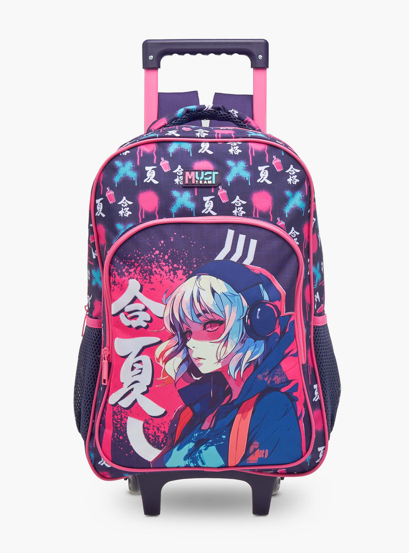 MUST Printed 3-Piece School Trolley Bag Set for Girls 5-8 Years with Lunch Bag and Pencil Pouch -school-bagsandbackpacks-trolleybags-image-2