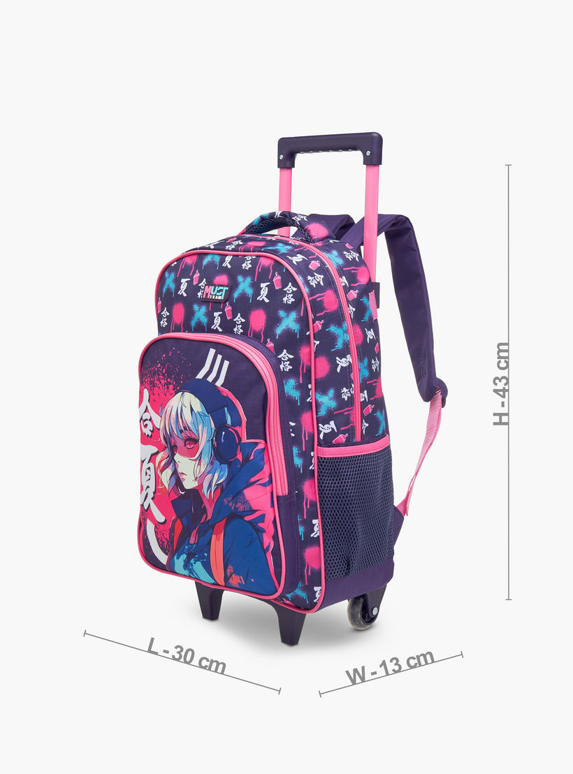 MUST Printed 3-Piece School Trolley Bag Set for Girls 5-8 Years with Lunch Bag and Pencil Pouch -school-bagsandbackpacks-trolleybags-image-3