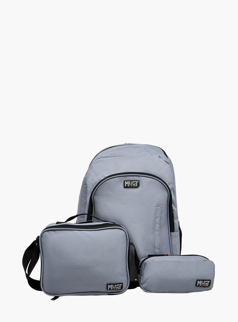MUST Logo Applique Backpack with Lunch Bag and Pencil Pouch Set - 32x18x43 cms-school-bagsandbackpacks-sets-image-13