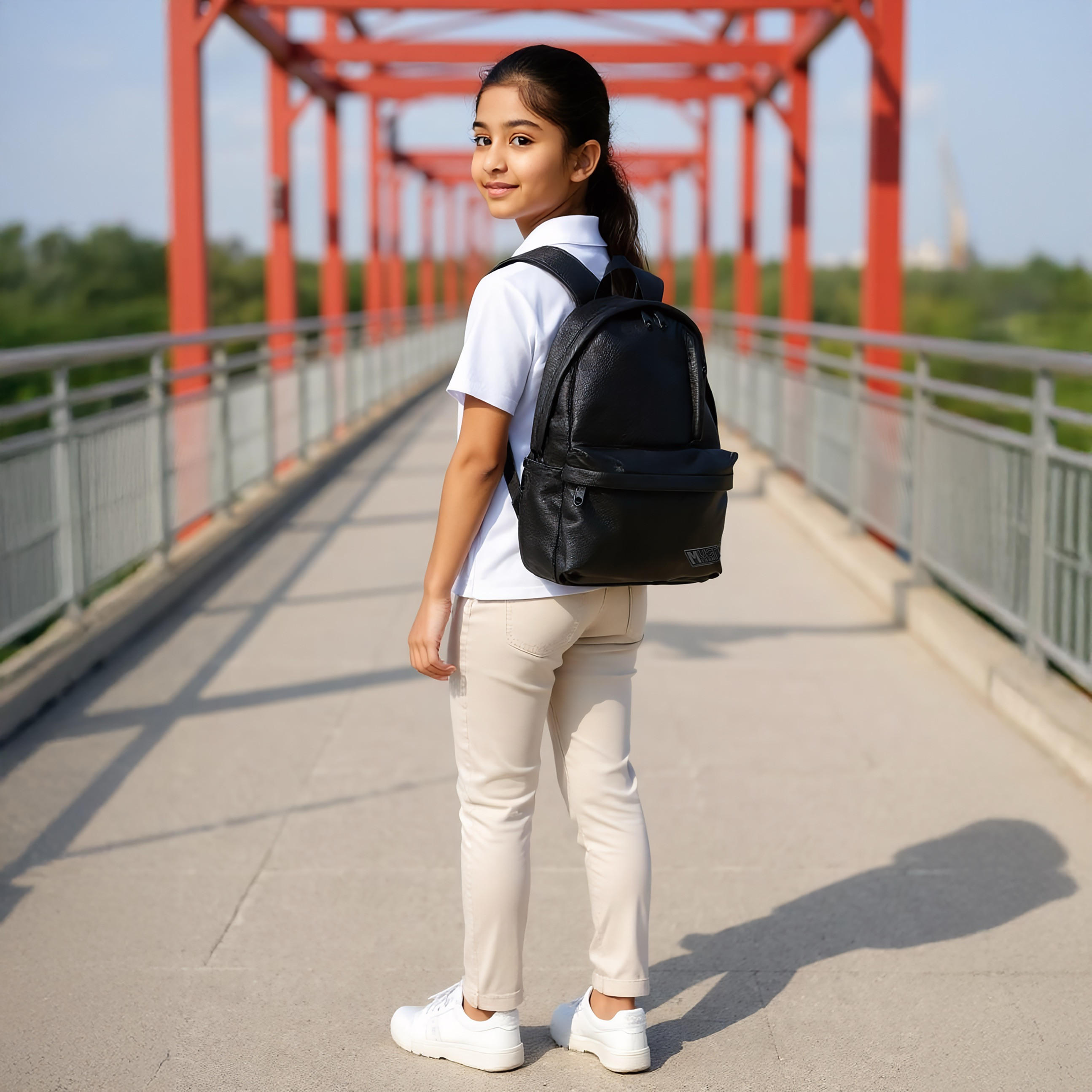 MUST Textured Backpack with Adjustable Shoulder Straps and Zip Closure - 32x17x42 cms-school-bagsandbackpacks-backpacks-image-2