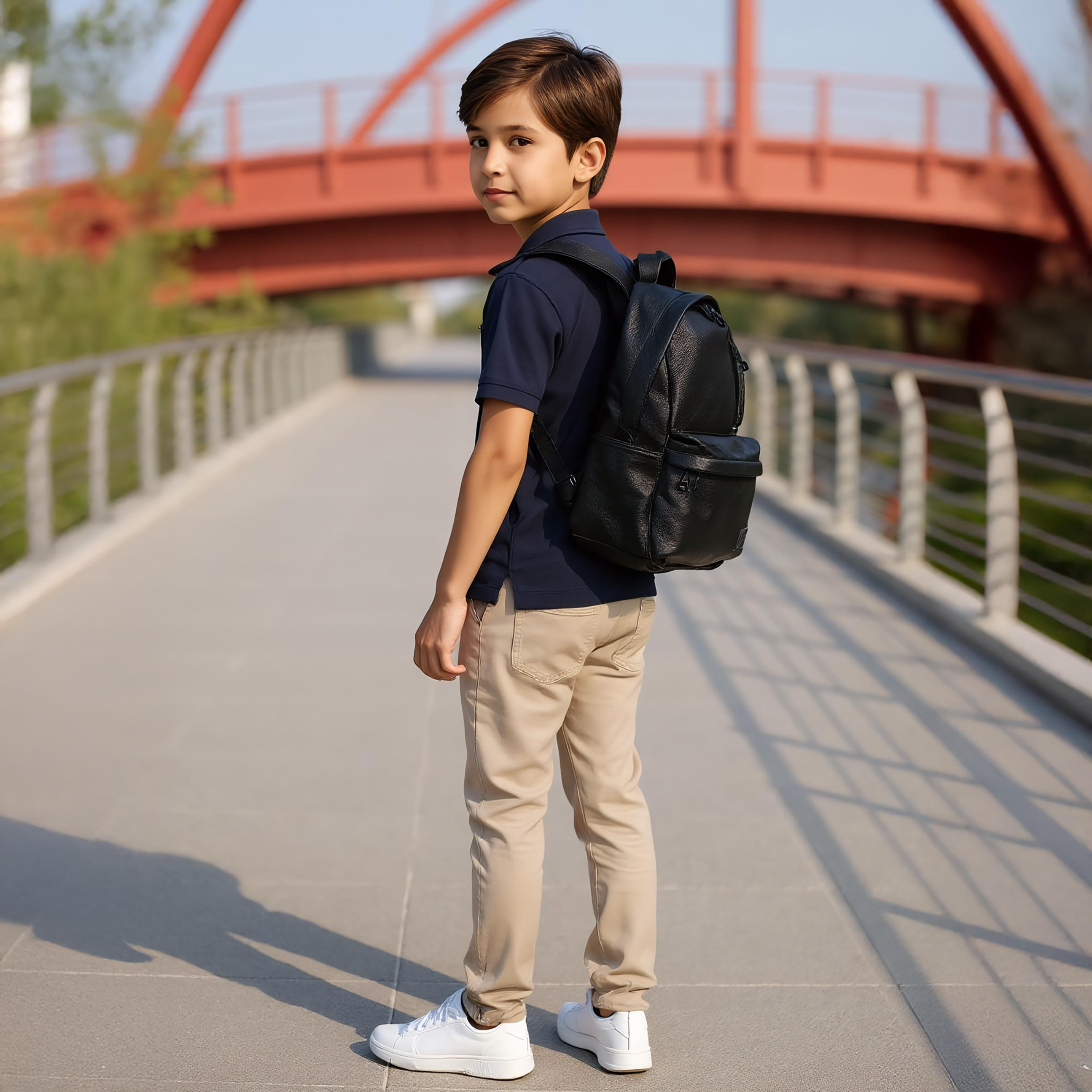 MUST Textured Backpack with Adjustable Shoulder Straps and Zip Closure - 32x17x42 cms-school-bagsandbackpacks-backpacks-image-3