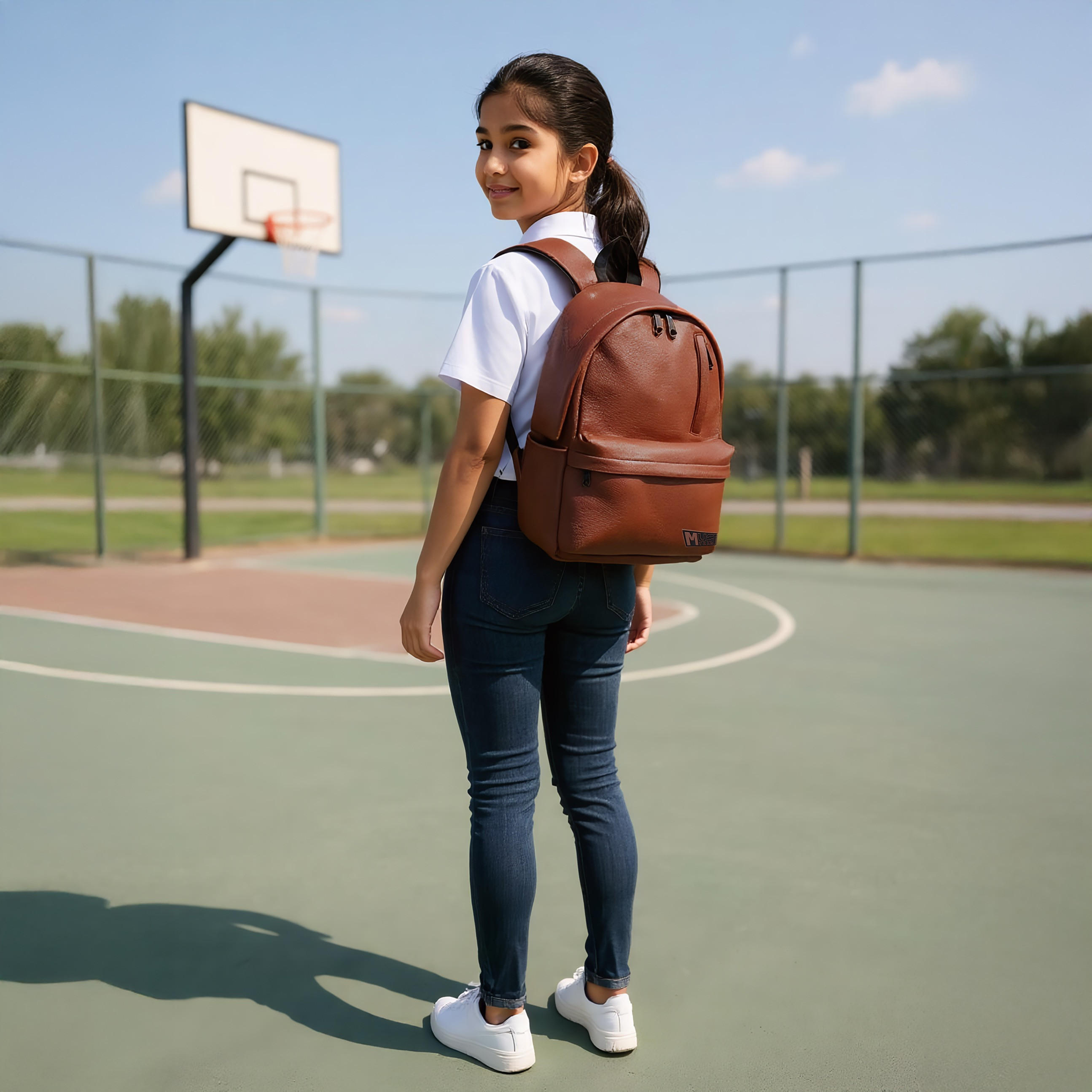 MUST Textured Backpack with Adjustable Shoulder Straps and Zip Closure - 32x17x42 cms-school-bagsandbackpacks-backpacks-image-2