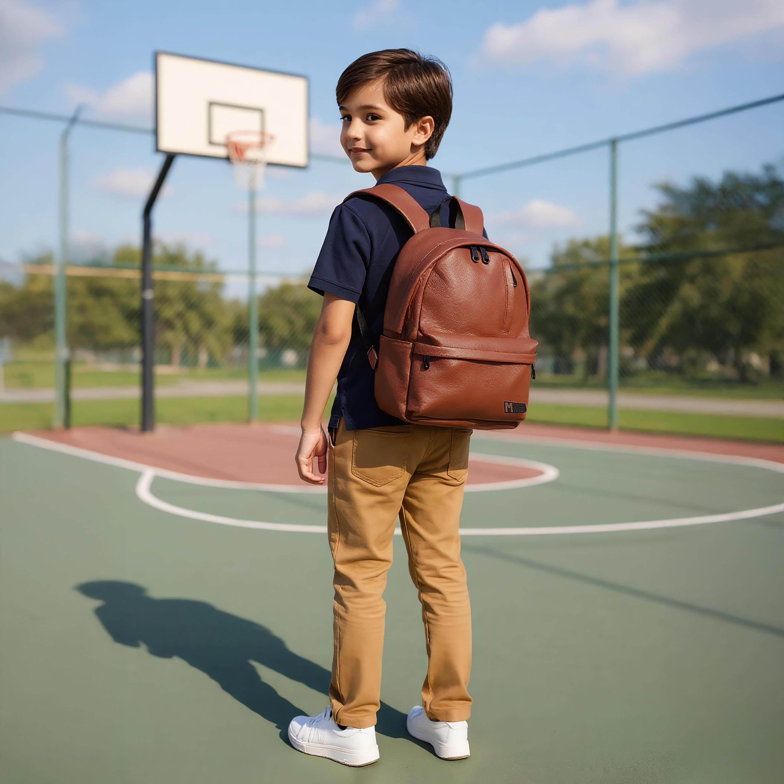 MUST Textured Backpack with Adjustable Shoulder Straps and Zip Closure - 32x17x42 cms-school-bagsandbackpacks-backpacks-image-3