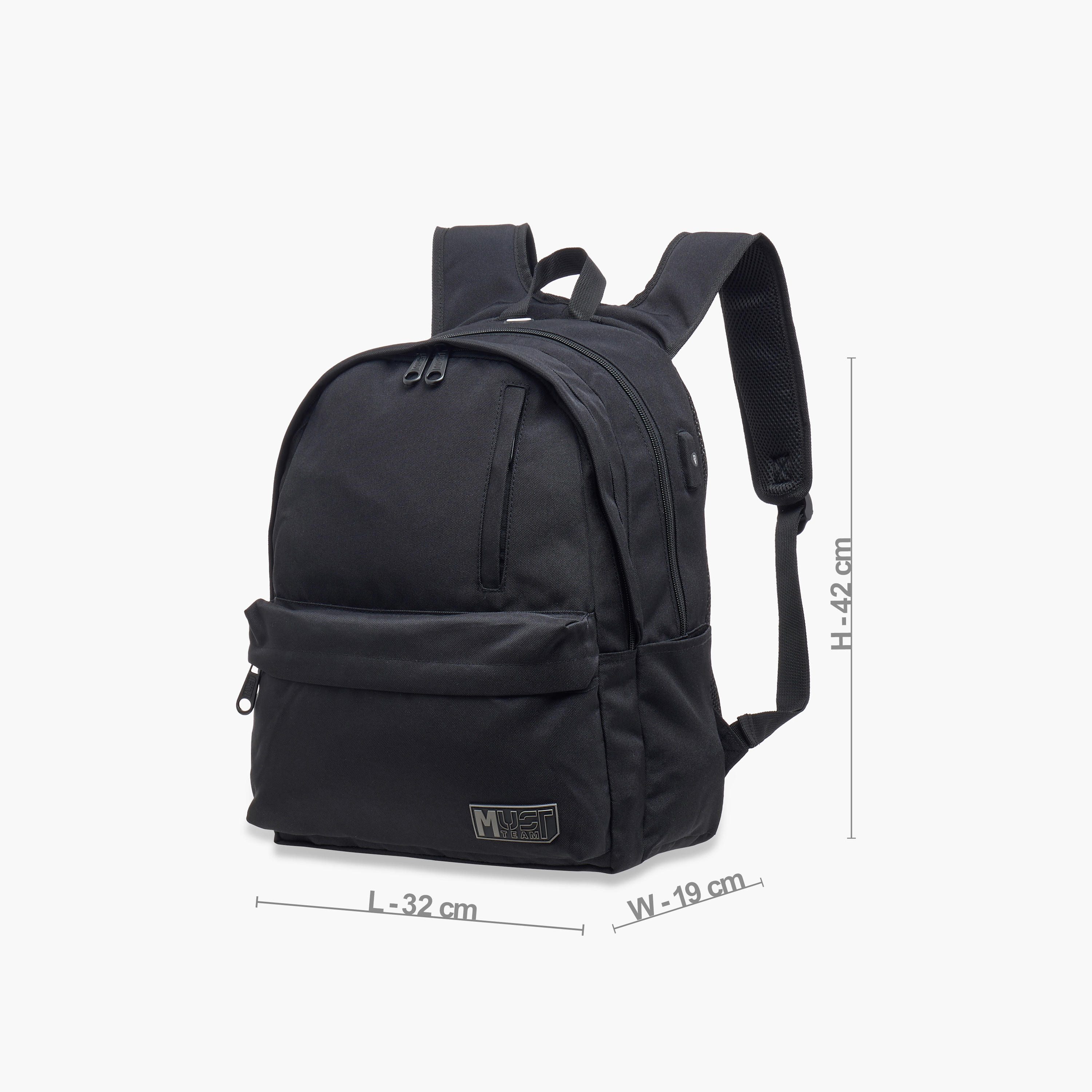 MUST Logo Applique Backpack with Adjustable Straps and Zip Closure - 32x19x42 cms-school-bagsandbackpacks-backpacks-image-2
