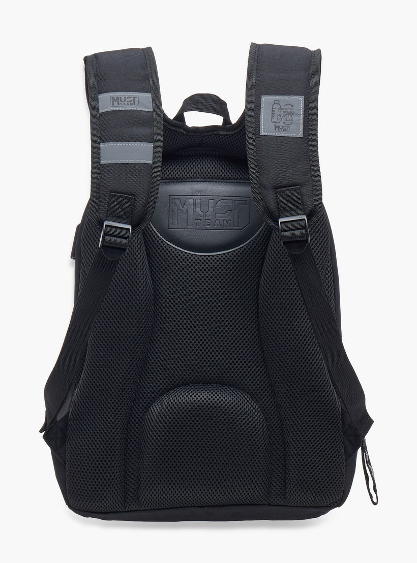 MUST Logo Applique Backpack with Adjustable Straps and Zip Closure - 32x19x42 cms-school-bagsandbackpacks-backpacks-image-5