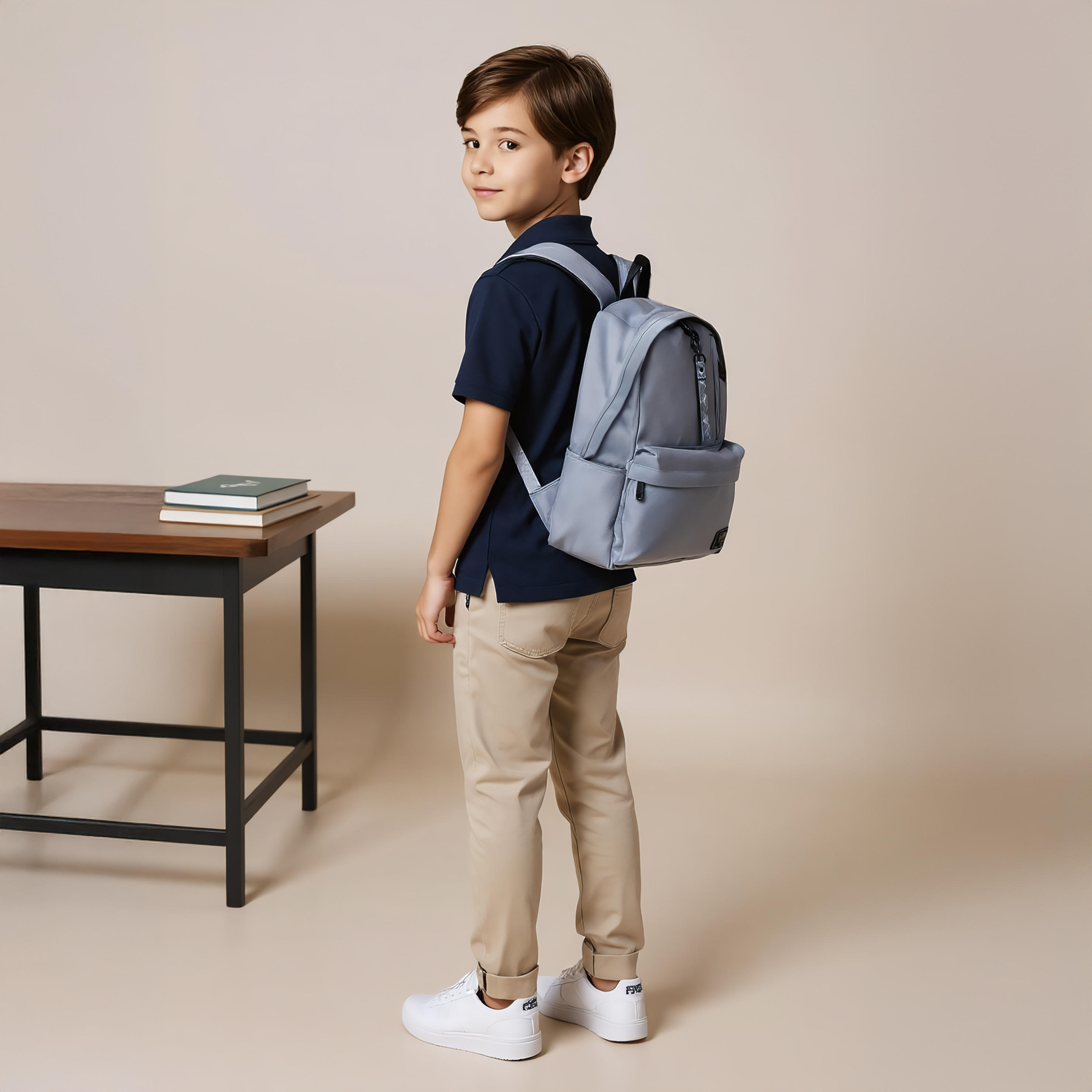 MUST Logo Applique Backpack with Adjustable Straps and Zip Closure - 32x17x42 cms-school-bagsandbackpacks-backpacks-image-2