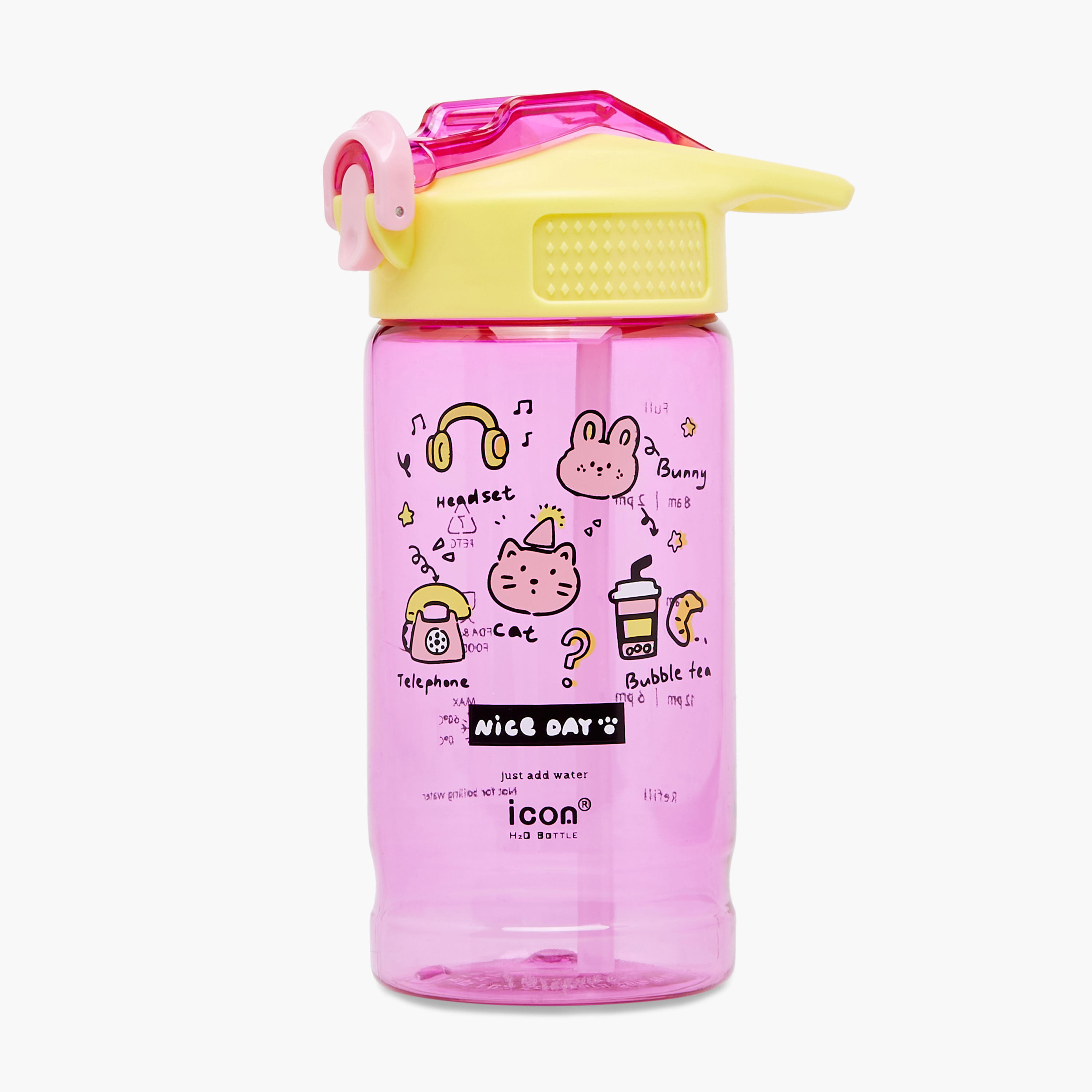 icon Doodle Plastic Water Bottle with BPA-Free – 500 ml-school-waterbottles-image-1