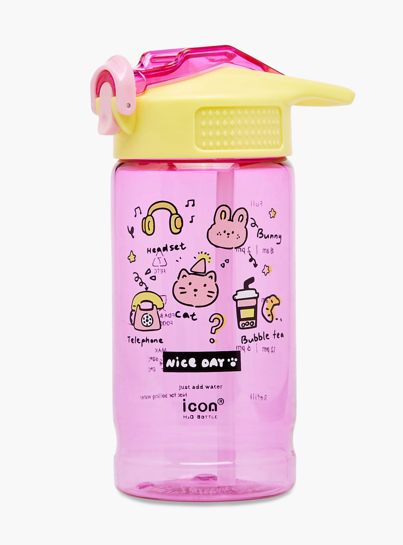 icon Doodle Plastic Water Bottle with BPA-Free – 500 ml-school-waterbottles-image-1
