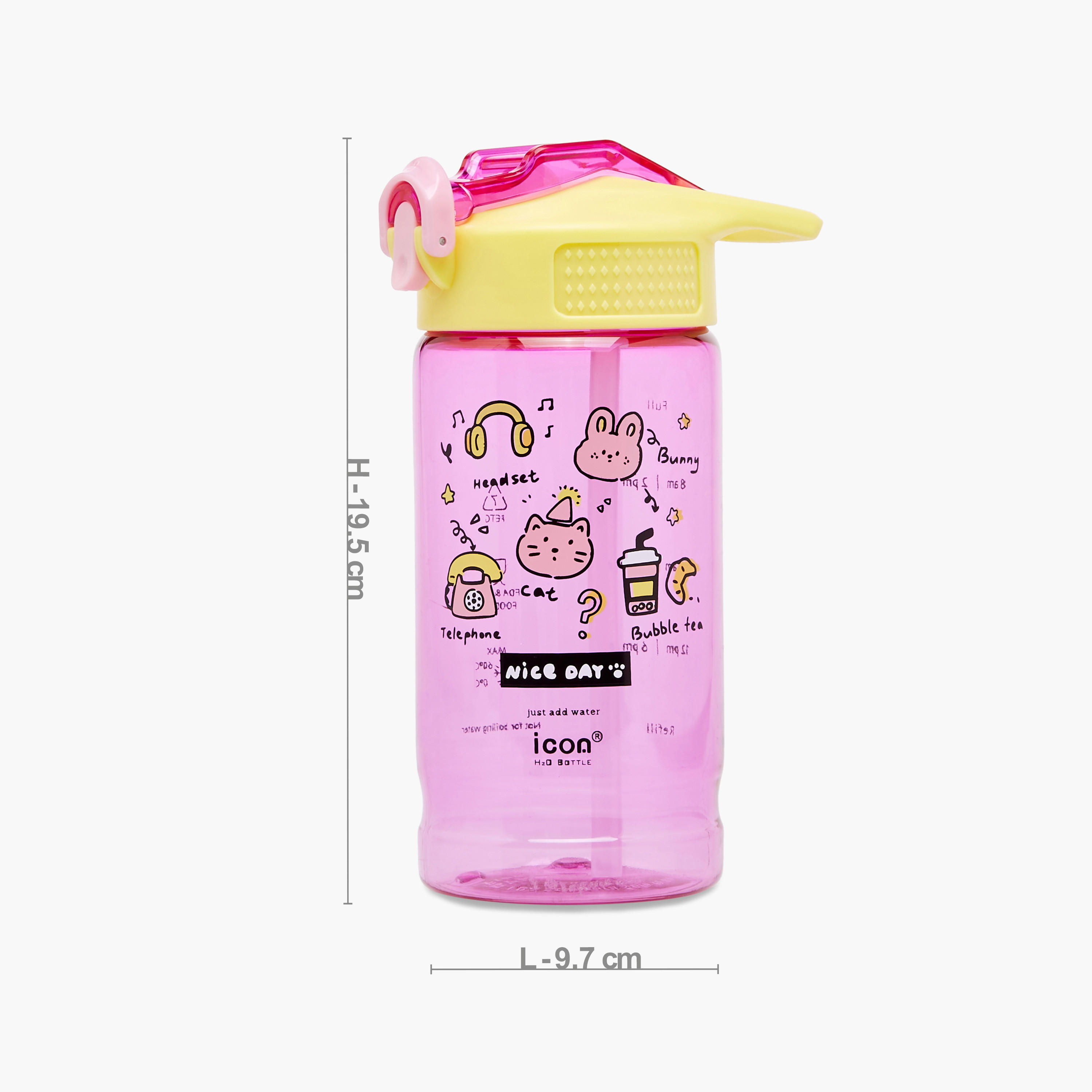 icon Doodle Plastic Water Bottle with BPA-Free – 500 ml-school-waterbottles-image-2