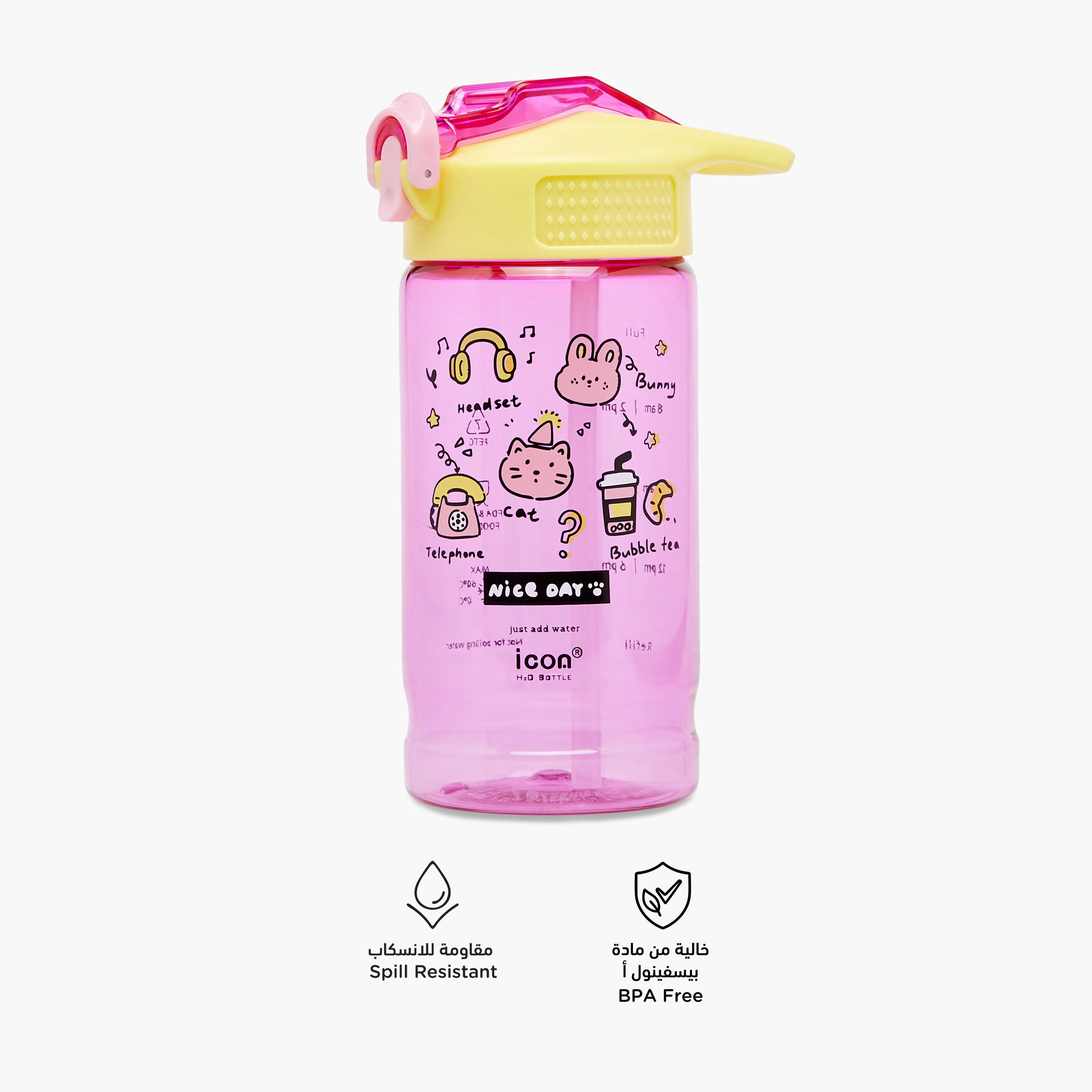 icon Doodle Plastic Water Bottle with BPA-Free – 500 ml-school-waterbottles-image-4