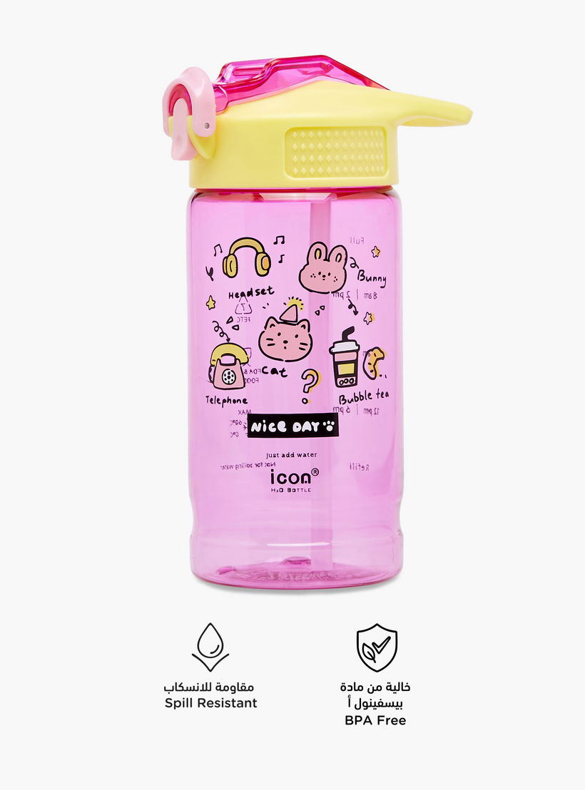 icon Doodle Plastic Water Bottle with BPA-Free – 500 ml-school-waterbottles-image-4