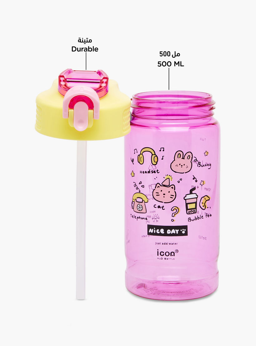 icon Doodle Plastic Water Bottle with BPA-Free – 500 ml-school-waterbottles-image-6