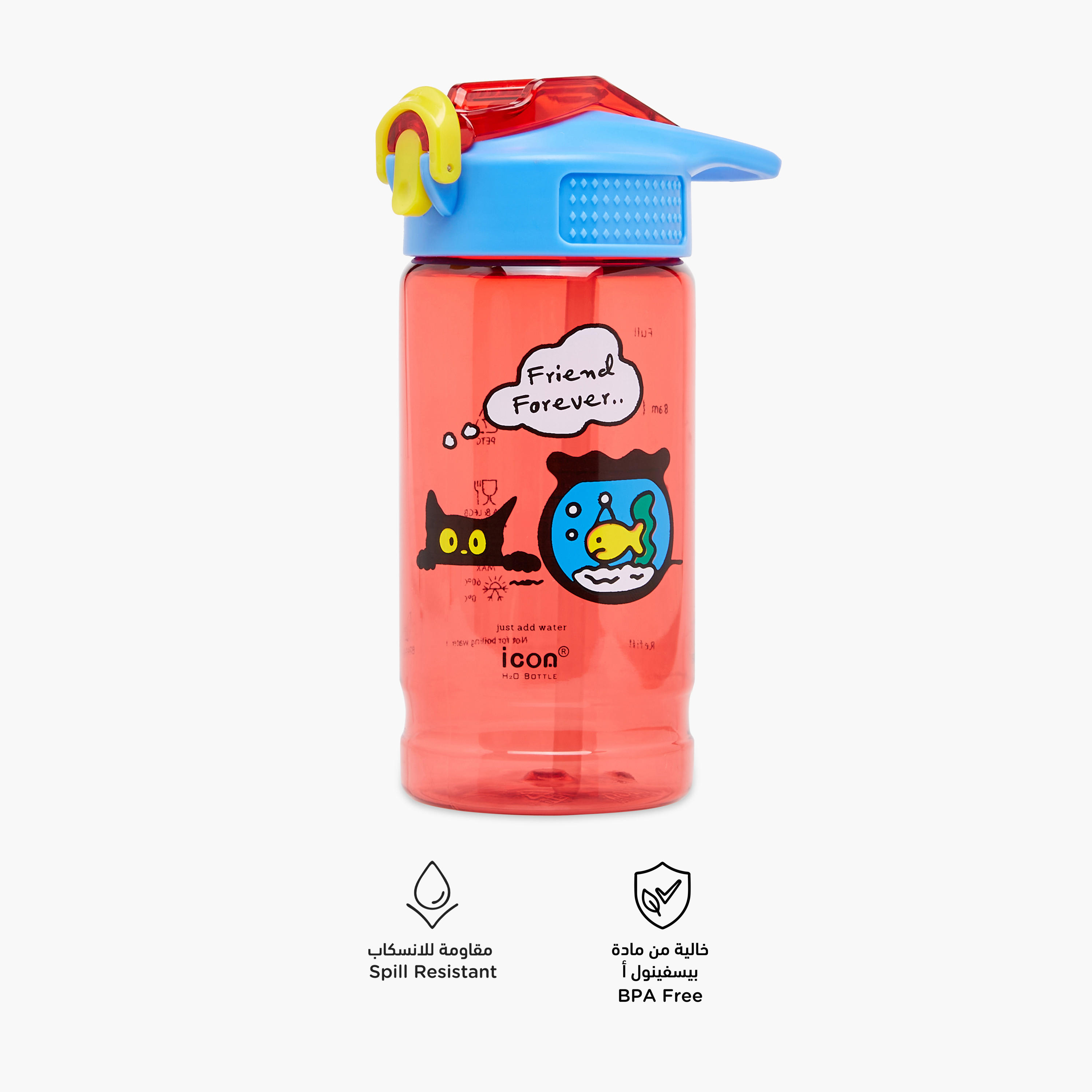 icon Cat Plastic Water Bottle with BPA-Free – 500 ml-school-waterbottles-image-4