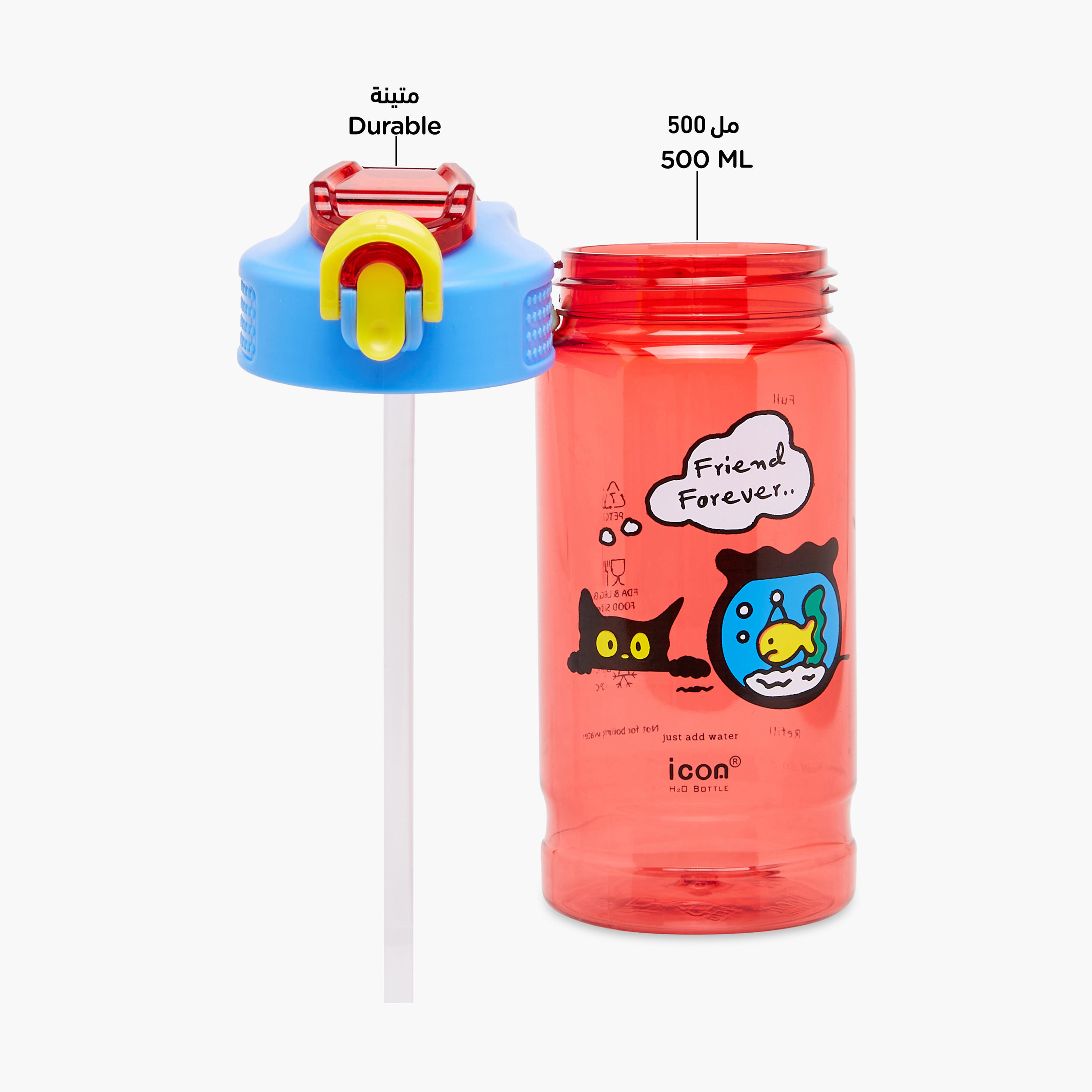 icon Cat Plastic Water Bottle with BPA-Free – 500 ml-school-waterbottles-image-6