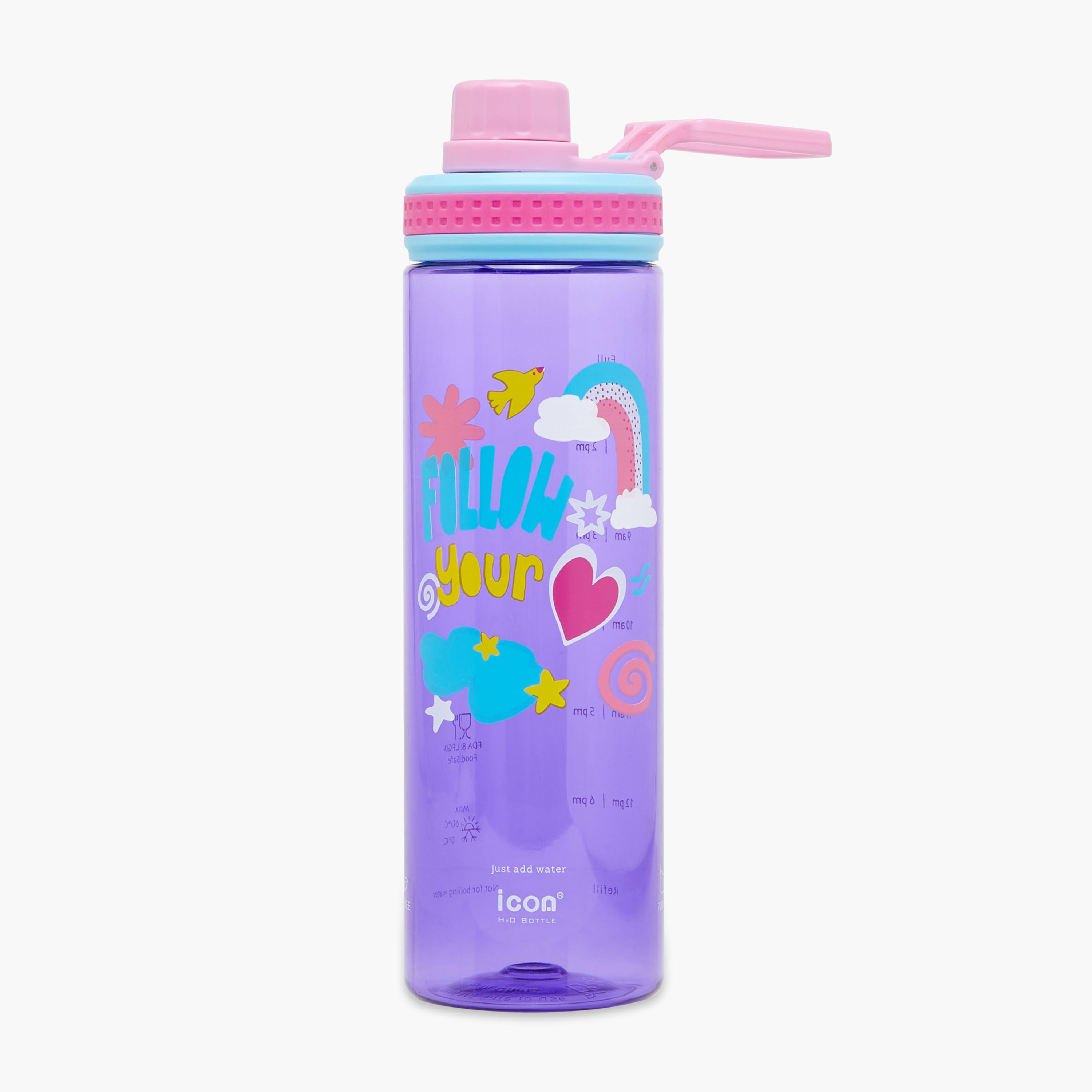 قارورة ماء بلاستيك خالية من مادة البيسفينول أ بطبعات من آيكون - 700 مل-school-waterbottles-image-1