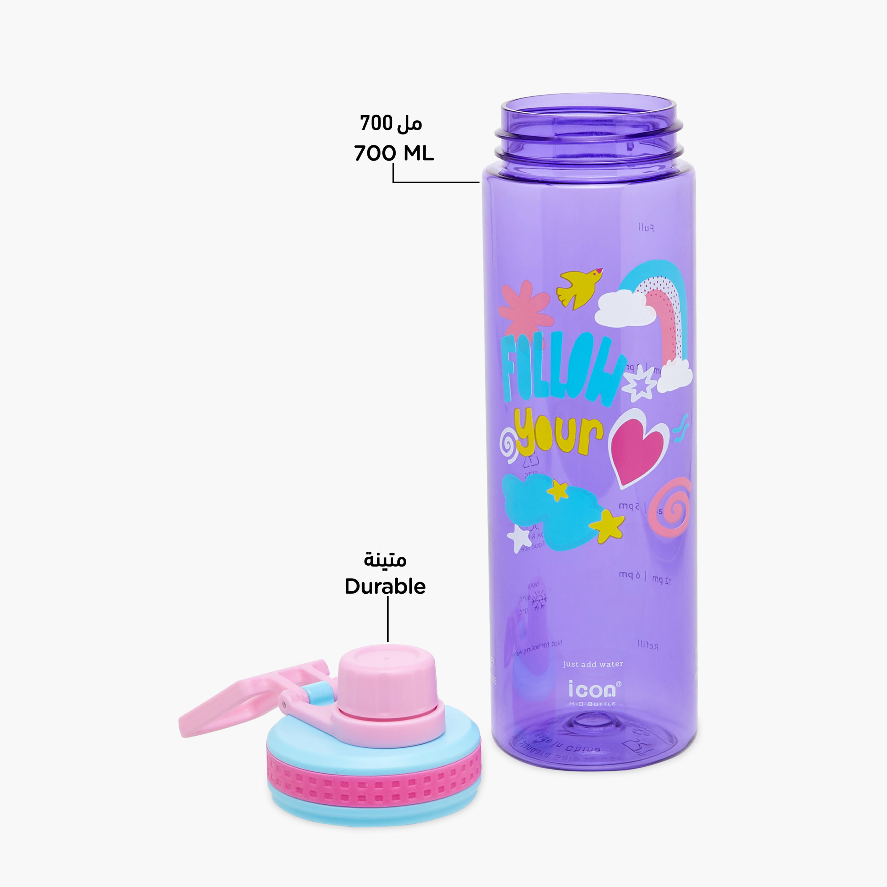icon Printed Plastic Water Bottle with BPA-Free – 700 ml-school-waterbottles-image-4