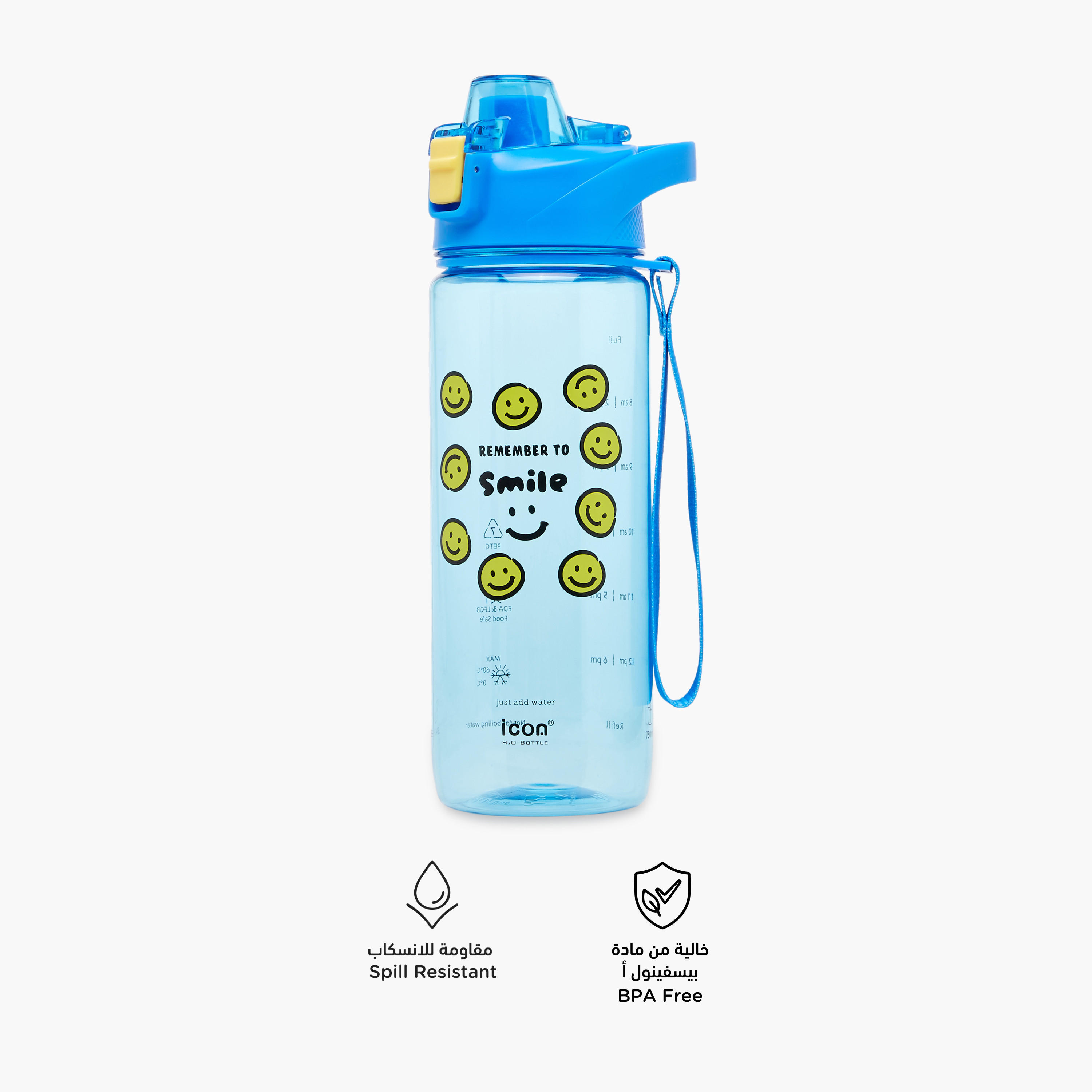 icon Smiley Plastic Water Bottle with BPA-Free – 750 ml-school-waterbottles-image-2