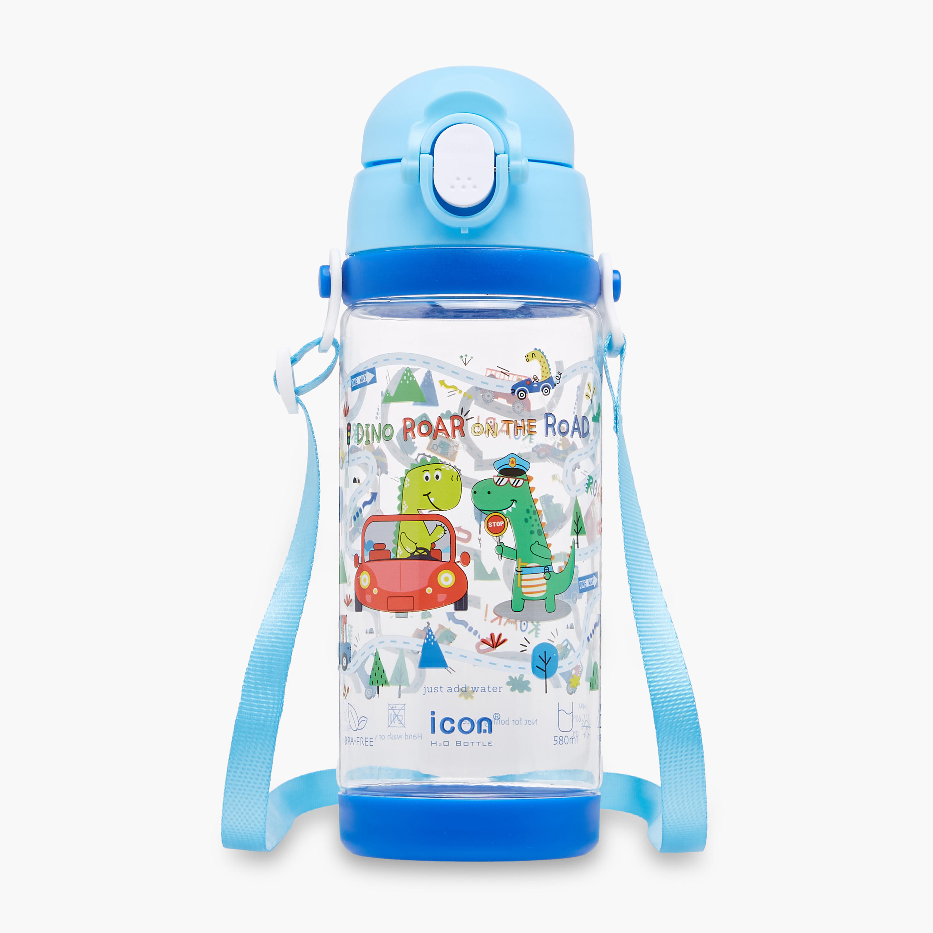 icon Dinosaur Plastic Water Bottle with Sipper and BPA-Free – 580 ml-school-waterbottles-image-1