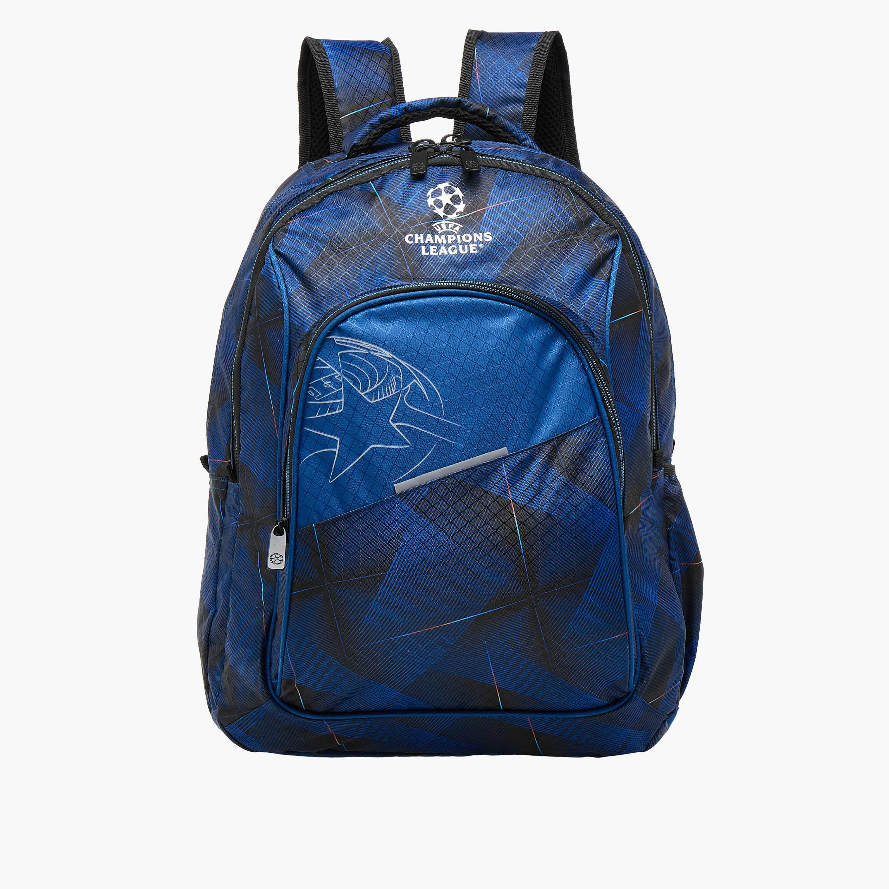 Champions League Printed Backpack with Adjustable Straps and Zip Closure - 34x15x46 cms-school-bagsandbackpacks-backpacks-image-1