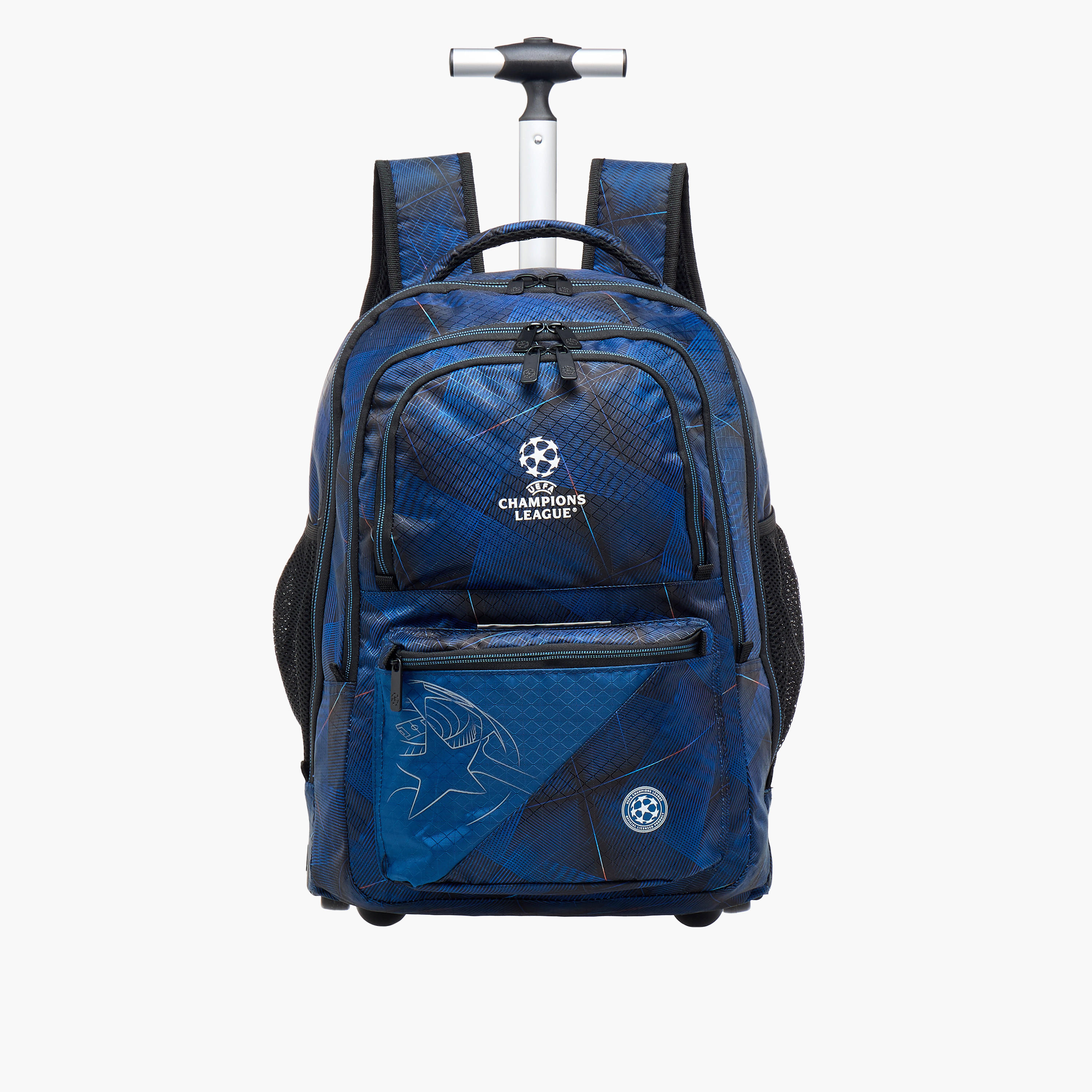 Champions League Football Trolley Bag for Boys 8-13 Years with Retractable Handle -school-bagsandbackpacks-trolleybags-image-1