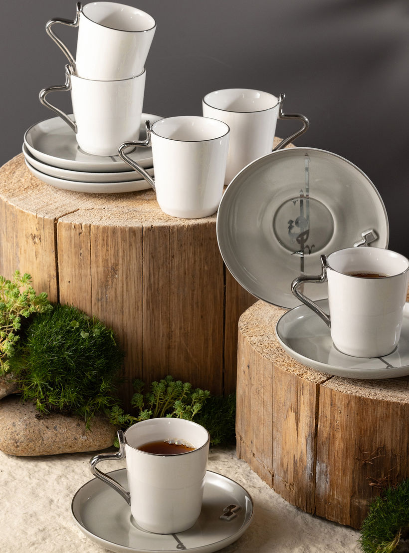 Otantik Lqaa 12-Piece Porcelain Tea Cup and Saucer Set - 200 ml-household-dining-teaandcoffee-teaandcoffeesets-image-1