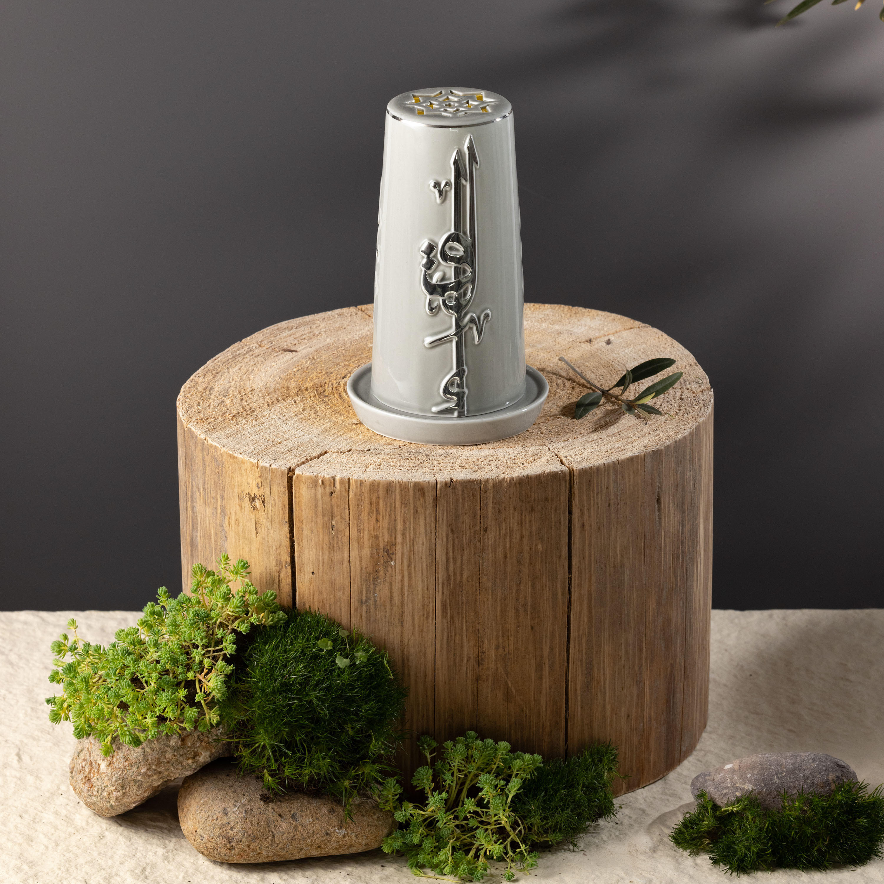 Otantik Lqaa Electronic Candle and Porcelain Holder Set - 17 cms-household-decor-candleholdersandlanterns-image-2