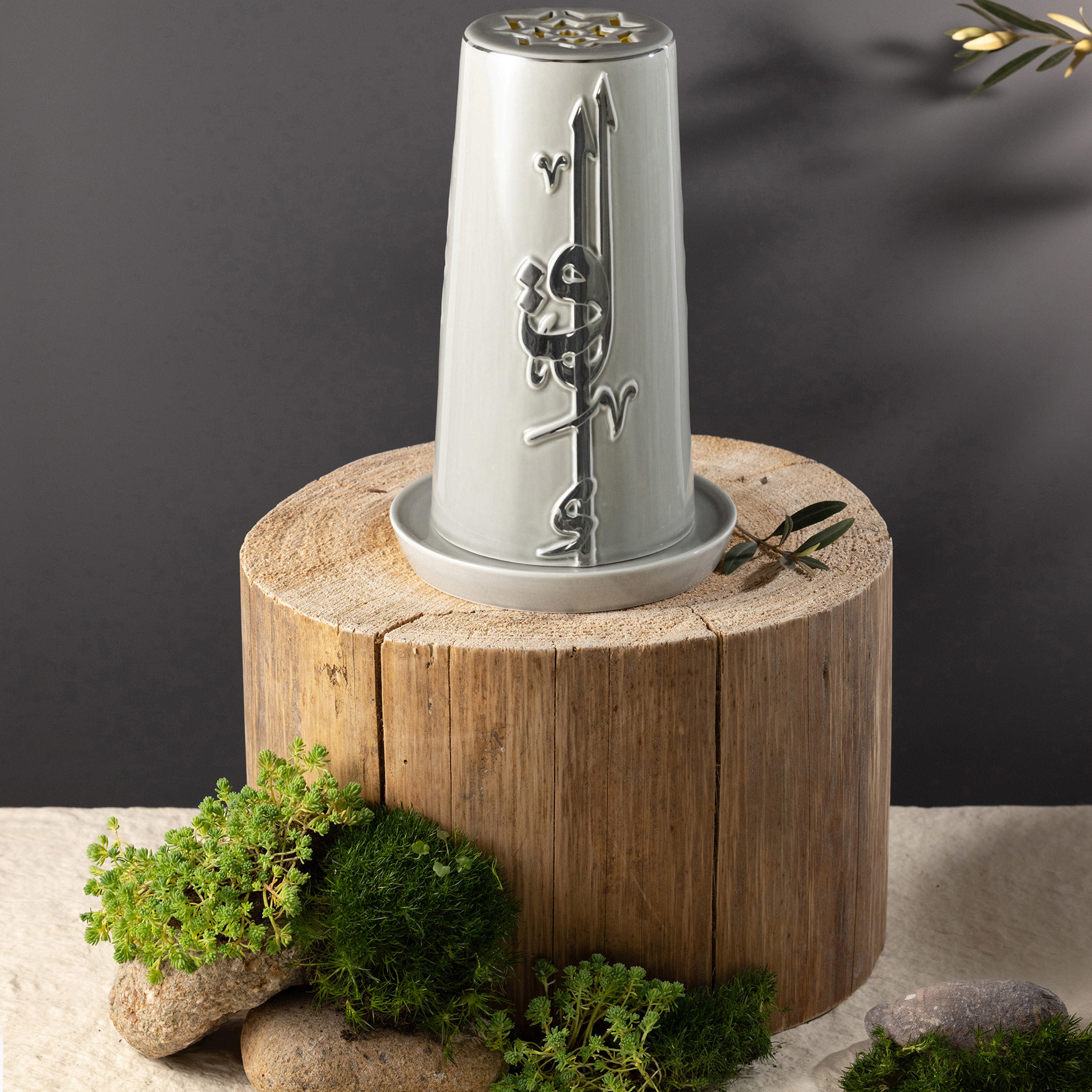 Otantik Lqaa Electronic Candle and Porcelain Holder Set - 23 cms-household-decor-candleholdersandlanterns-image-2