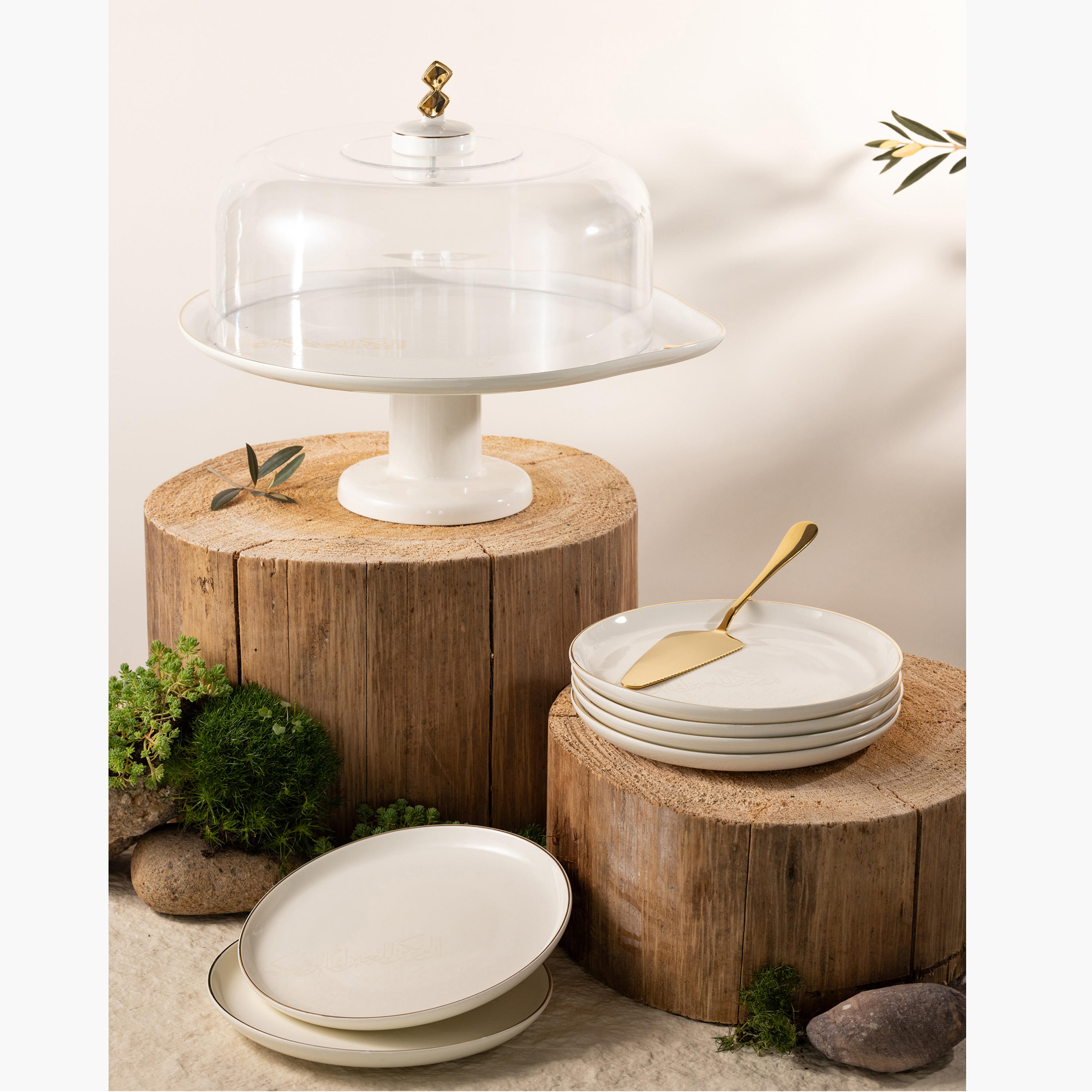 Otantik Lqaa 9-Piece Porcelain Cake Serving Set-household-dining-serveware-cakestands-image-2