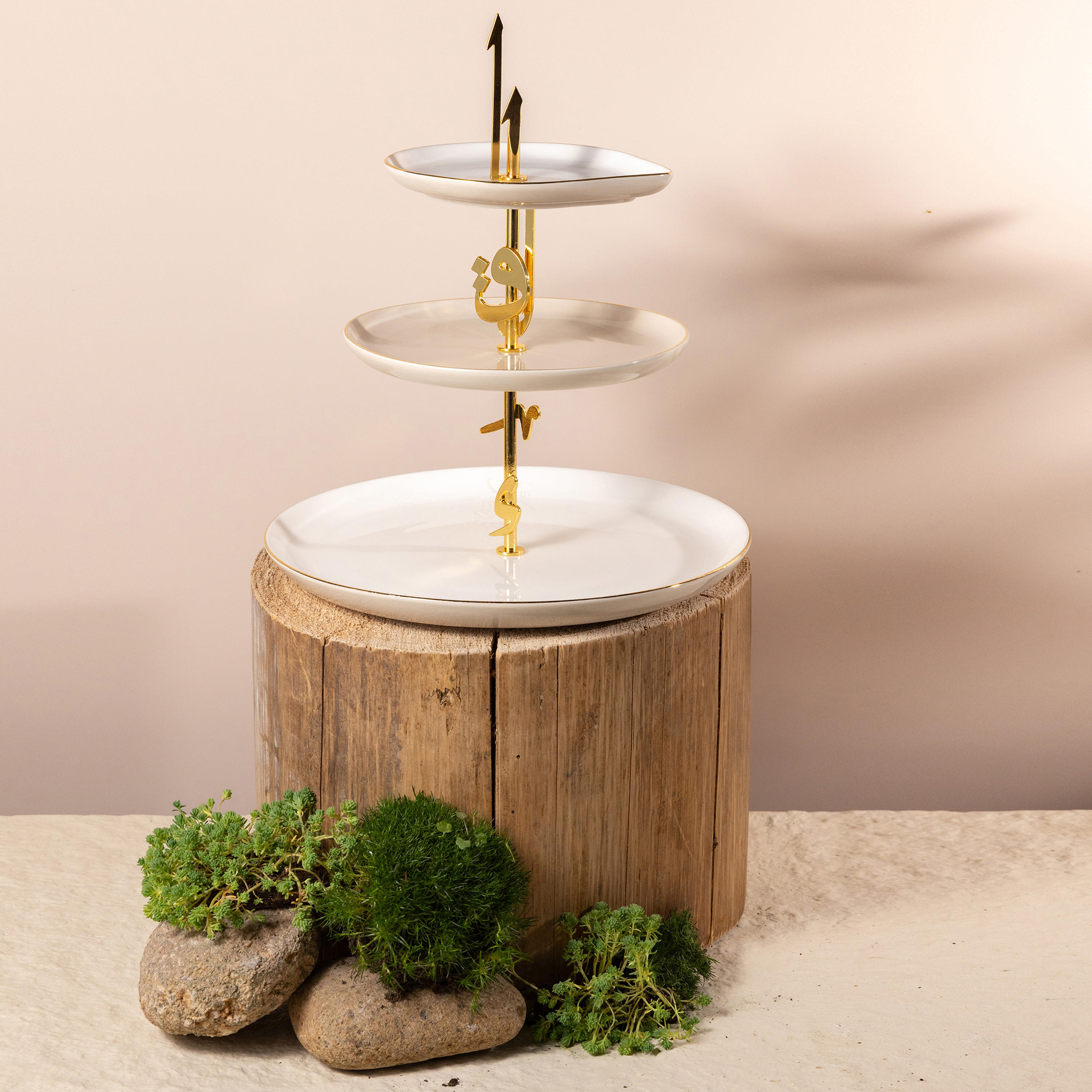 Otantik Lqaa 3-Tier Porcelain Cake Stand - 27x27 cms-household-dining-serveware-cakestands-image-1