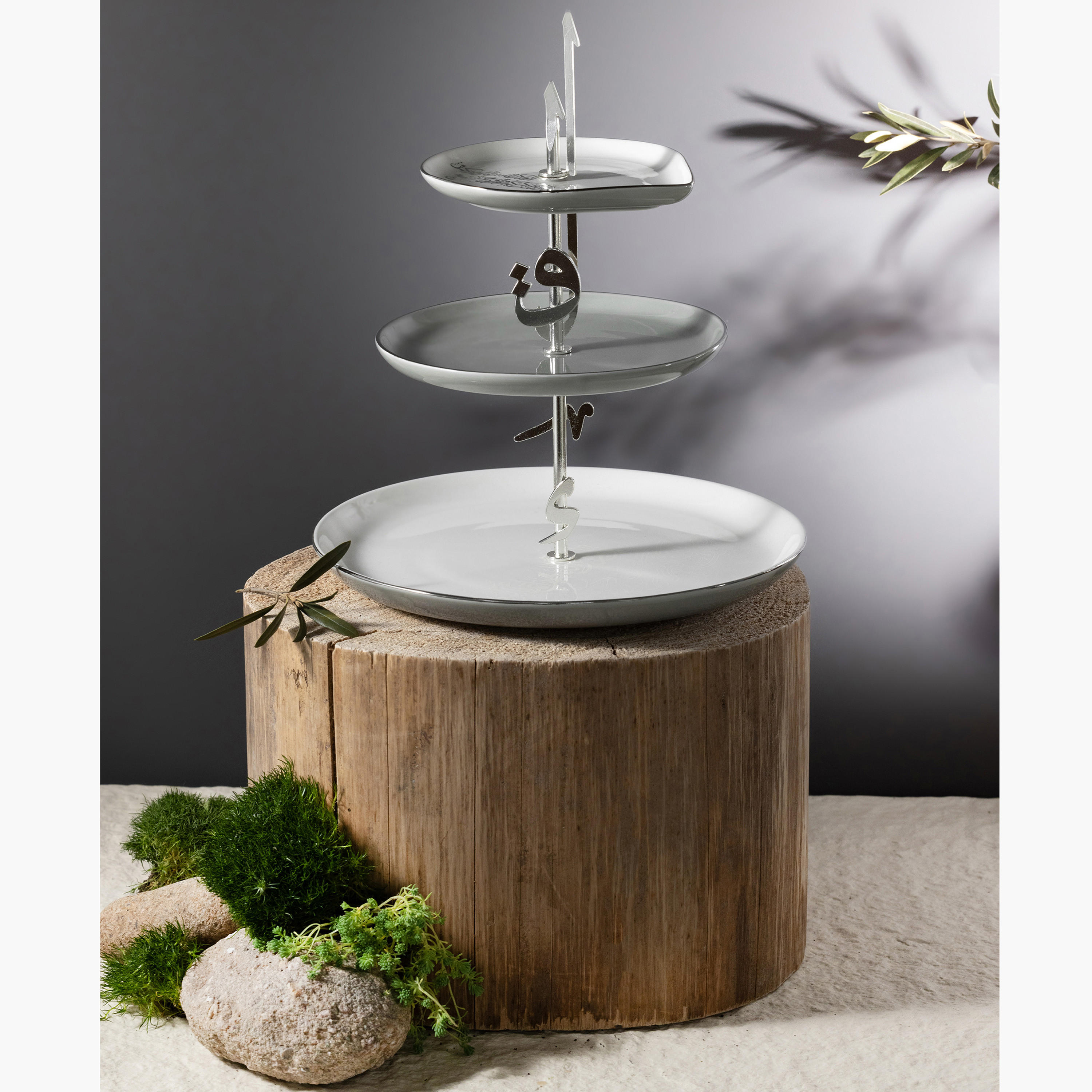 Otantik Lqaa 3-Tier Porcelain Cake Stand - 27x27 cms-household-dining-serveware-cakestands-image-2