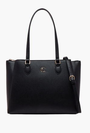 شنطة توت سادة مع حزام قابل للفصل وسحاب إغلاق من لو كومفورت-women-bagsandwallets-handbags-image-1