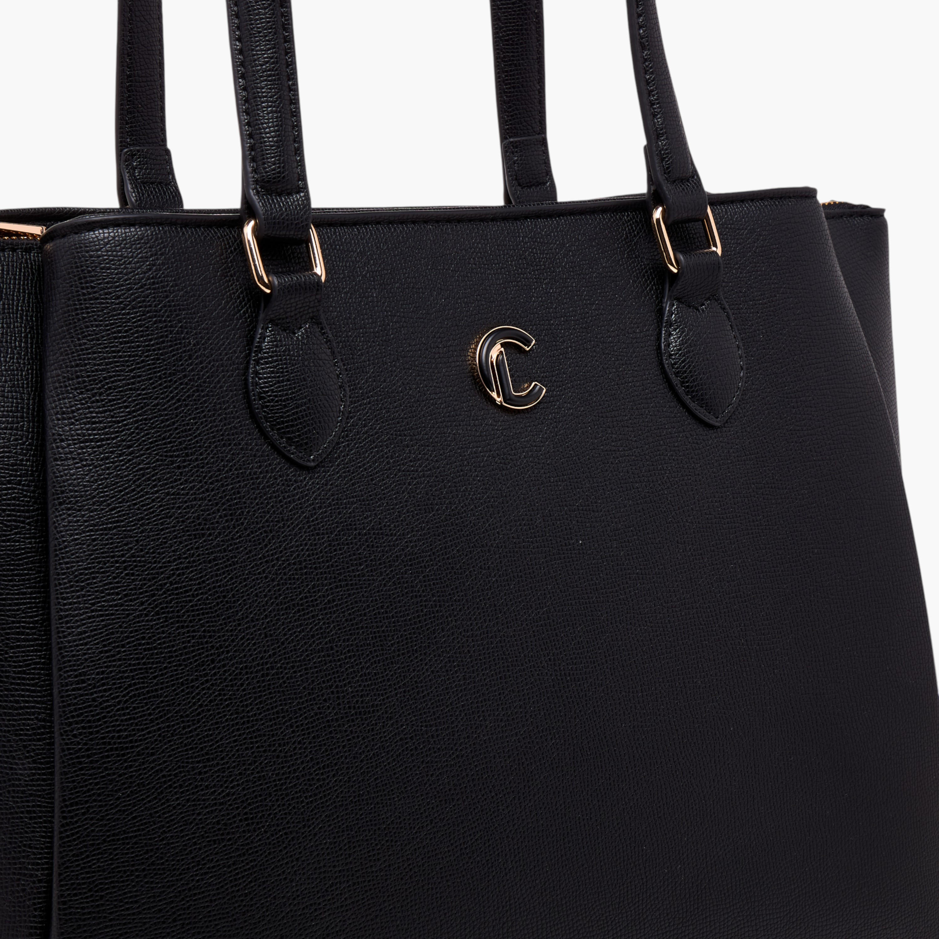شنطة توت سادة مع حزام قابل للفصل وسحاب إغلاق من لو كومفورت-women-bagsandwallets-handbags-image-5