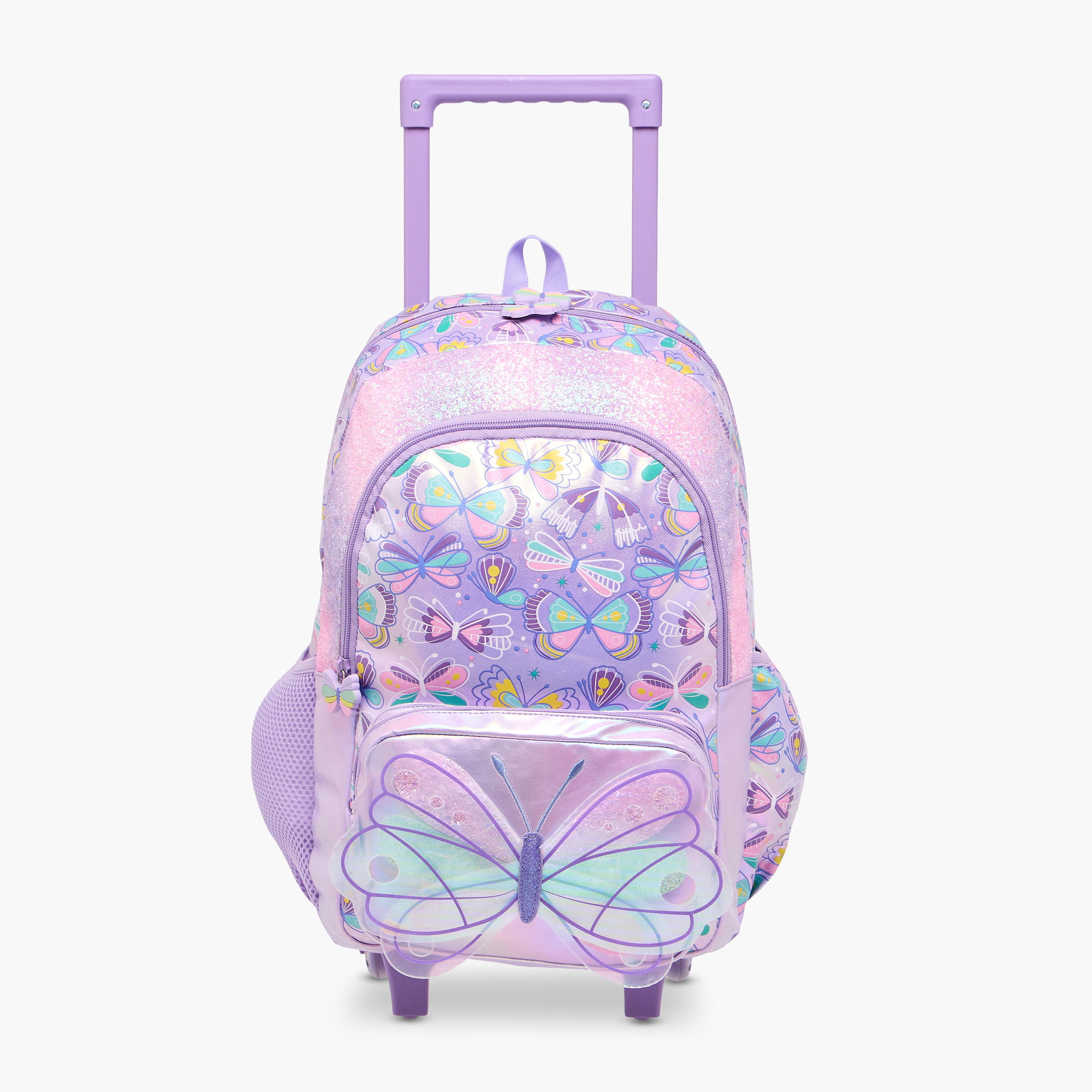 Butterfly Trolley Bag for Girls 5-8 Years with Retractable Handle – 16.5 inches-school-bagsandbackpacks-trolleybags-image-1