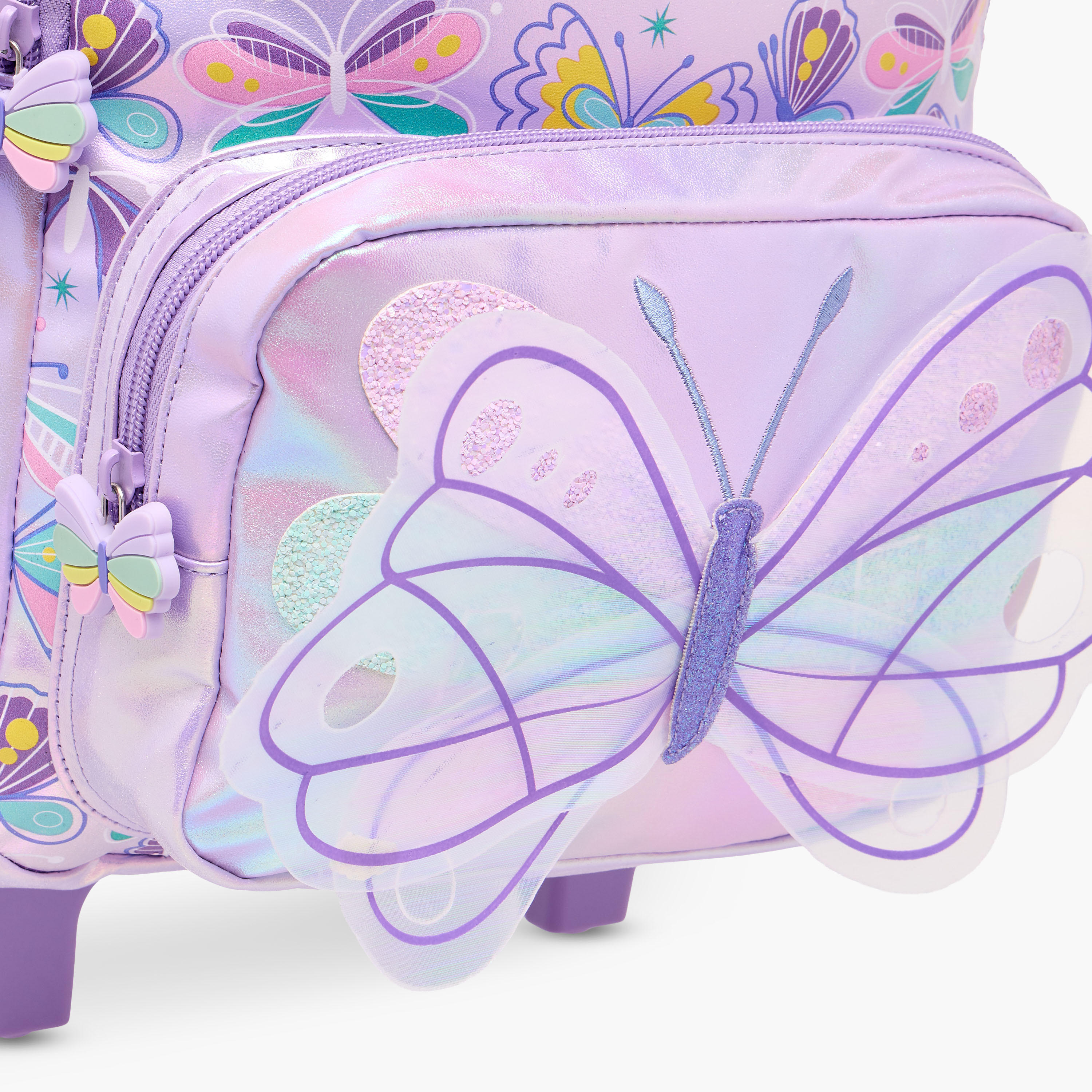 Butterfly Trolley Bag for Girls 5-8 Years with Retractable Handle – 16.5 inches-school-bagsandbackpacks-trolleybags-image-14