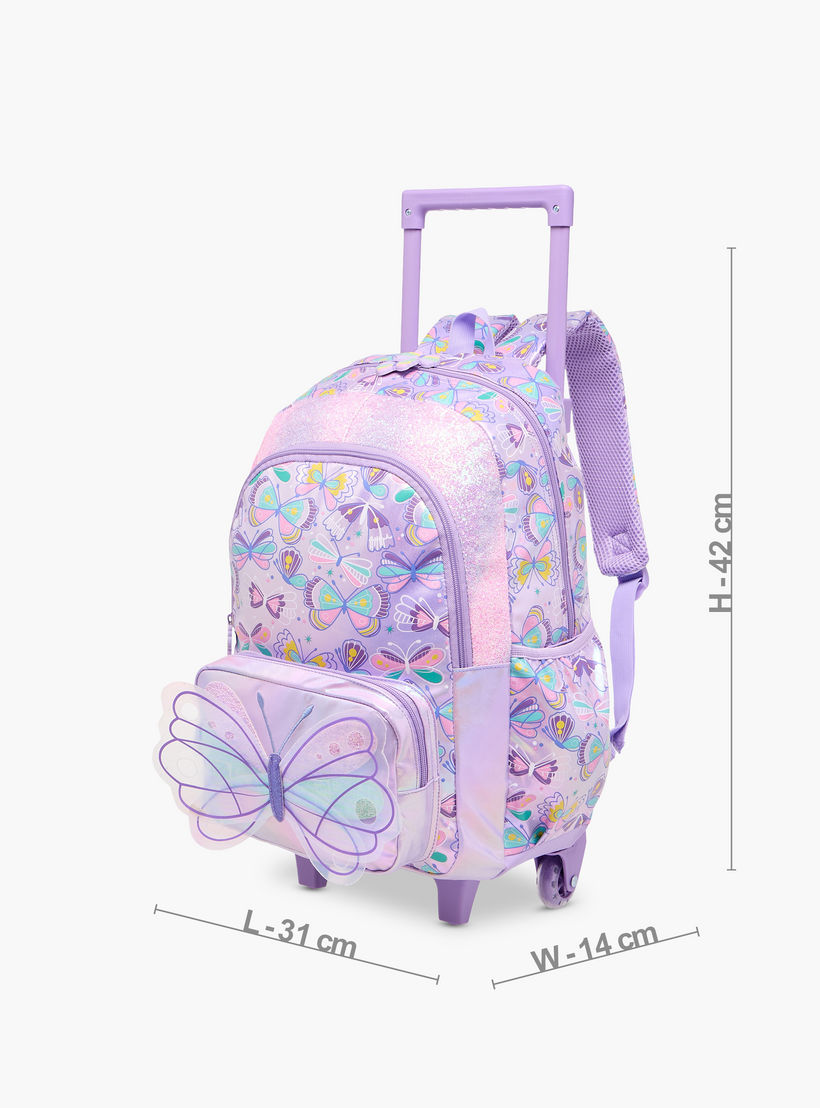 Butterfly Trolley Bag for Girls 5-8 Years with Retractable Handle – 16.5 inches-school-bagsandbackpacks-trolleybags-image-4