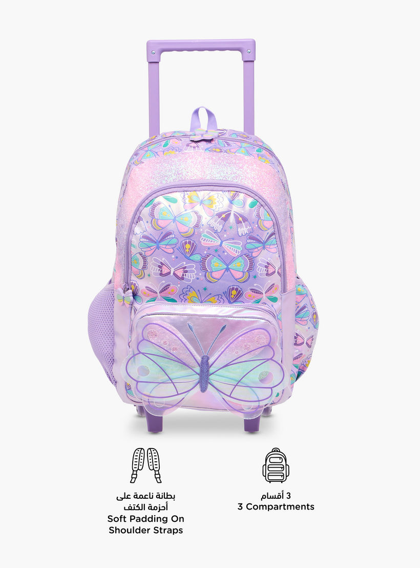 Butterfly Trolley Bag for Girls 5-8 Years with Retractable Handle – 16.5 inches-school-bagsandbackpacks-trolleybags-image-6