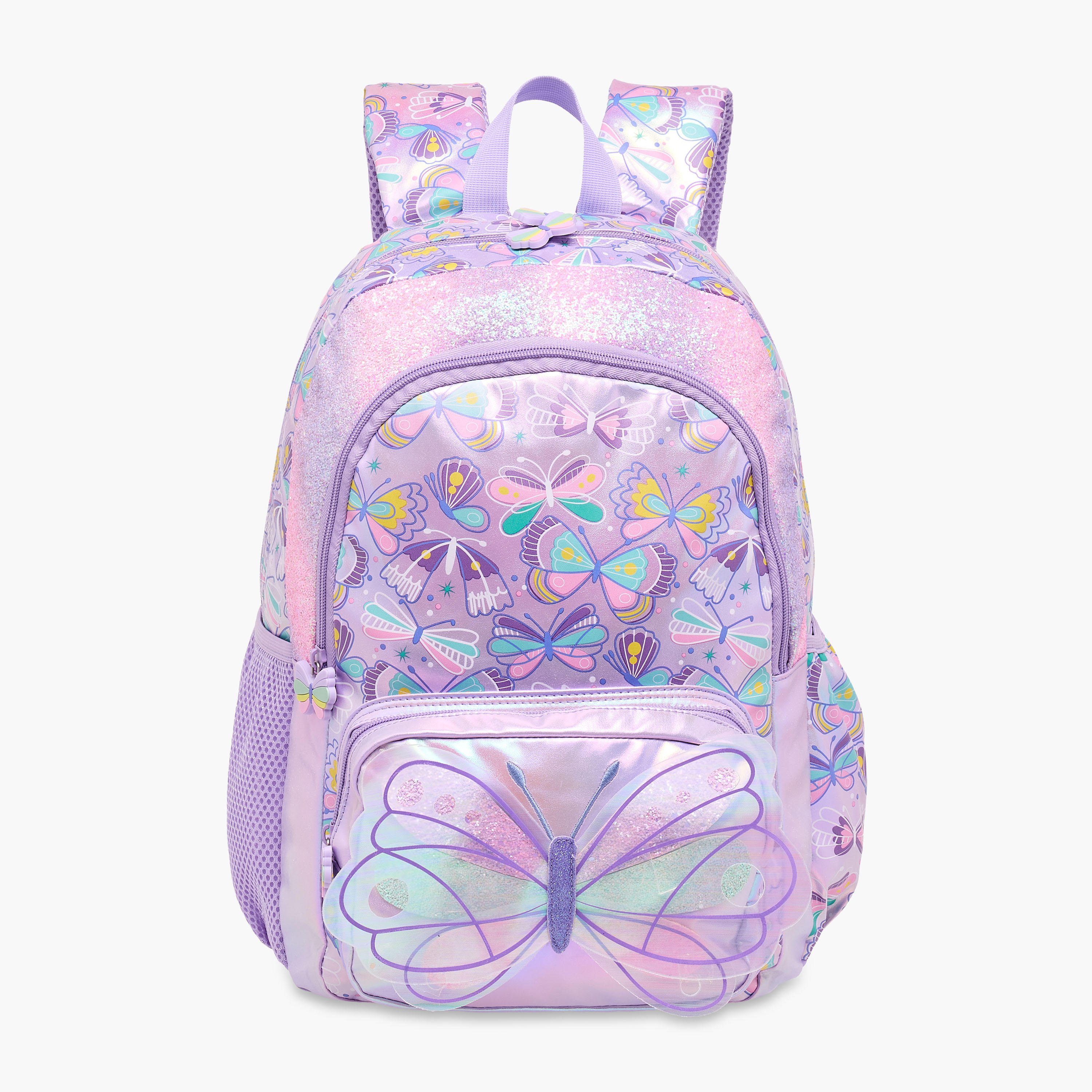 Butterfly Print Backpack with Adjustable Straps and Zip Closure - 42x30x14 cms-school-bagsandbackpacks-backpacks-image-1