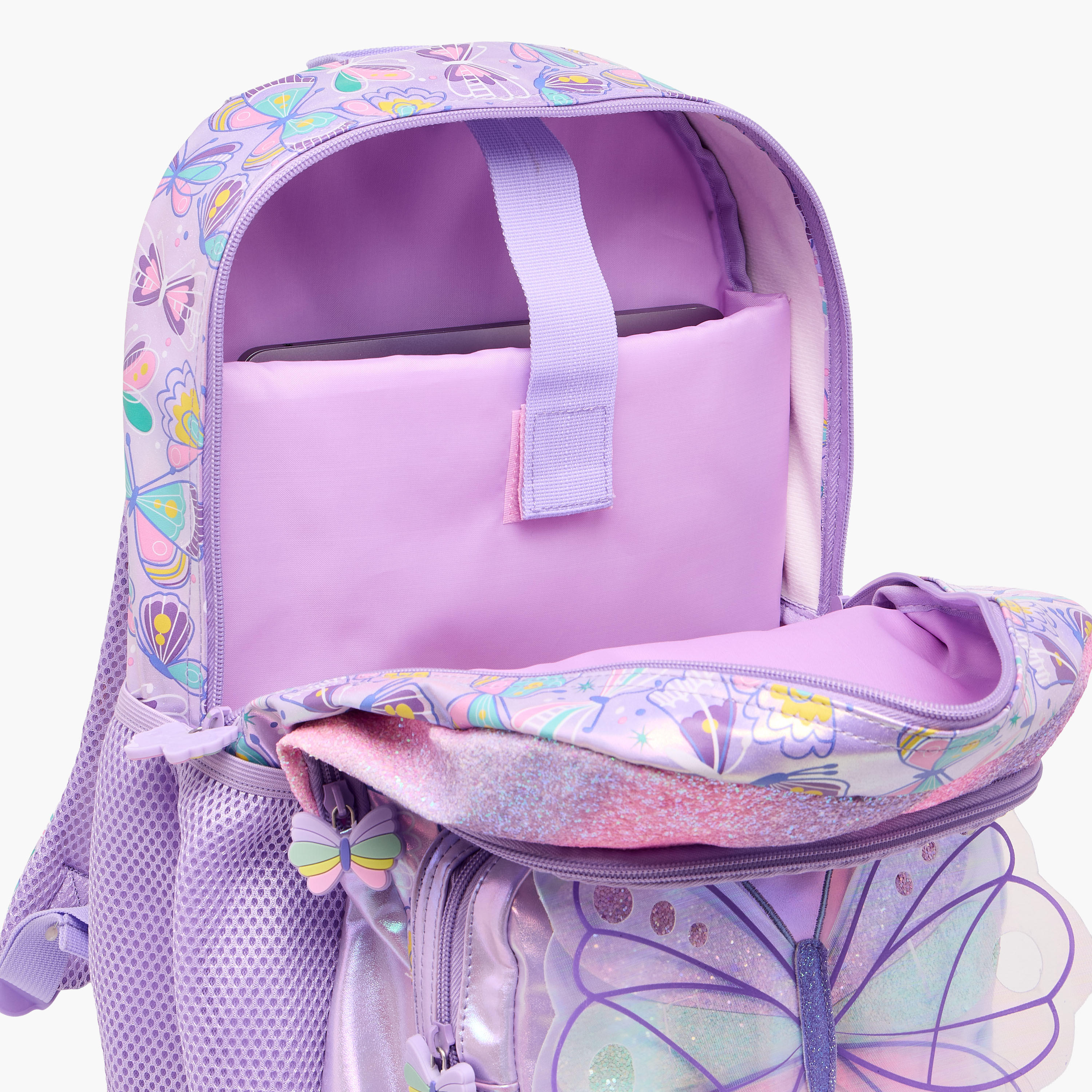 Butterfly Print Backpack with Adjustable Straps and Zip Closure - 42x30x14 cms-school-bagsandbackpacks-backpacks-image-12