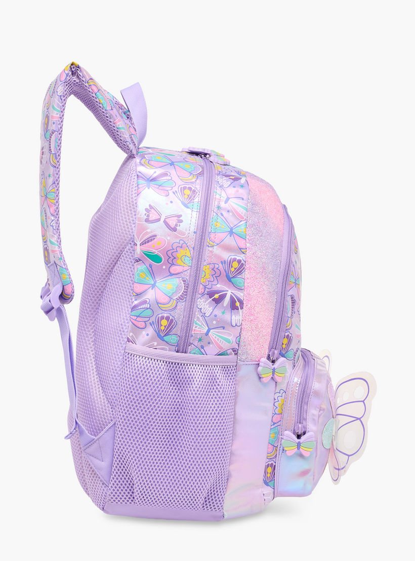 Butterfly Print Backpack with Adjustable Straps and Zip Closure - 42x30x14 cms-school-bagsandbackpacks-backpacks-image-5