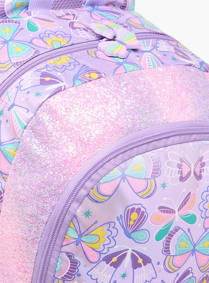 Butterfly Print Backpack with Adjustable Straps and Zip Closure - 42x30x14 cms-school-bagsandbackpacks-backpacks-image-9