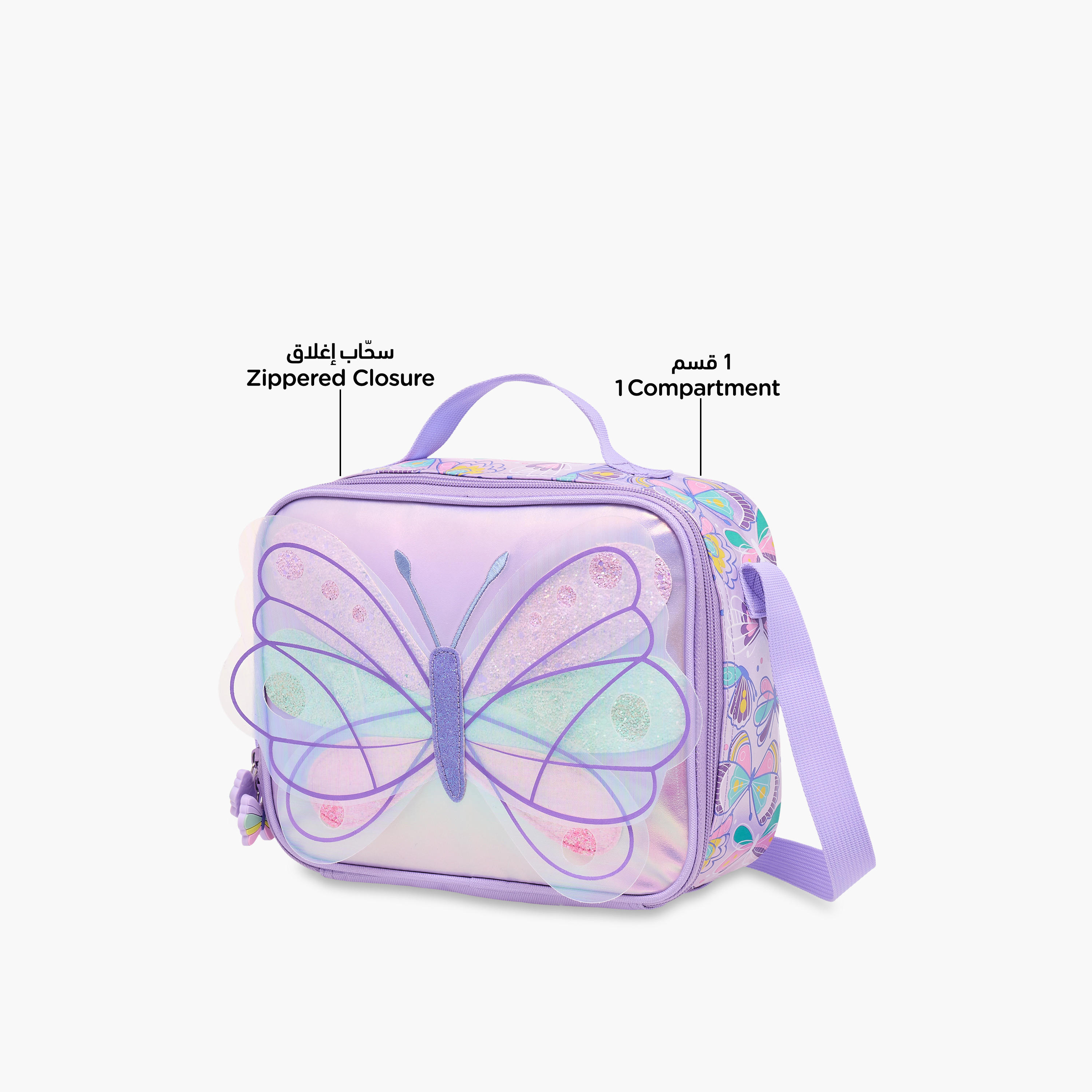 Butterfly Print Lunch Bag with Zip Closure-school-lunchessentials-lunchbags-image-6