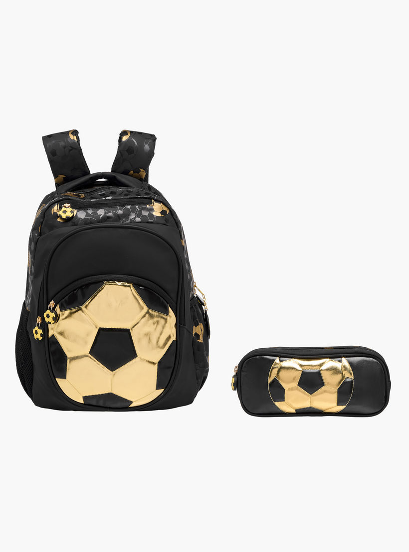 Soccer Print 17-inch Backpack with Adjustable Straps and Zip Closure - 42x30x14 cms-school-bagsandbackpacks-backpacks-image-1