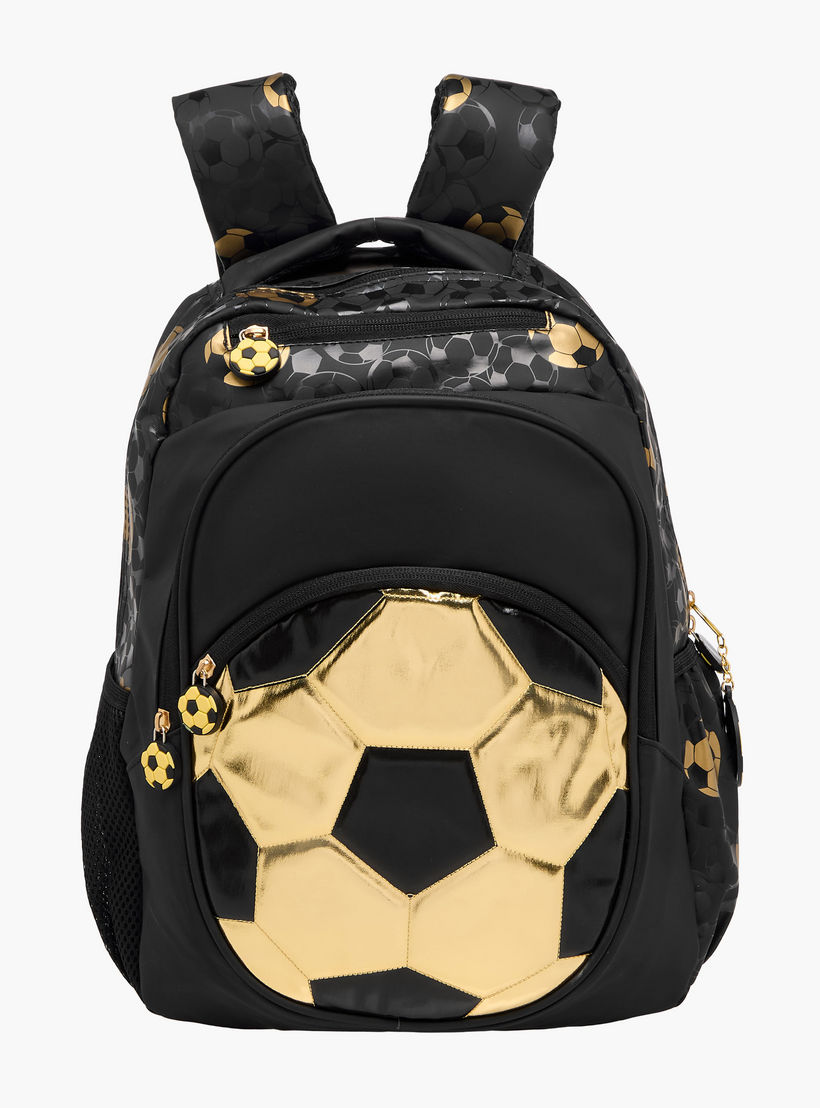 Soccer Print 17-inch Backpack with Adjustable Straps and Zip Closure - 42x30x14 cms-school-bagsandbackpacks-backpacks-image-2