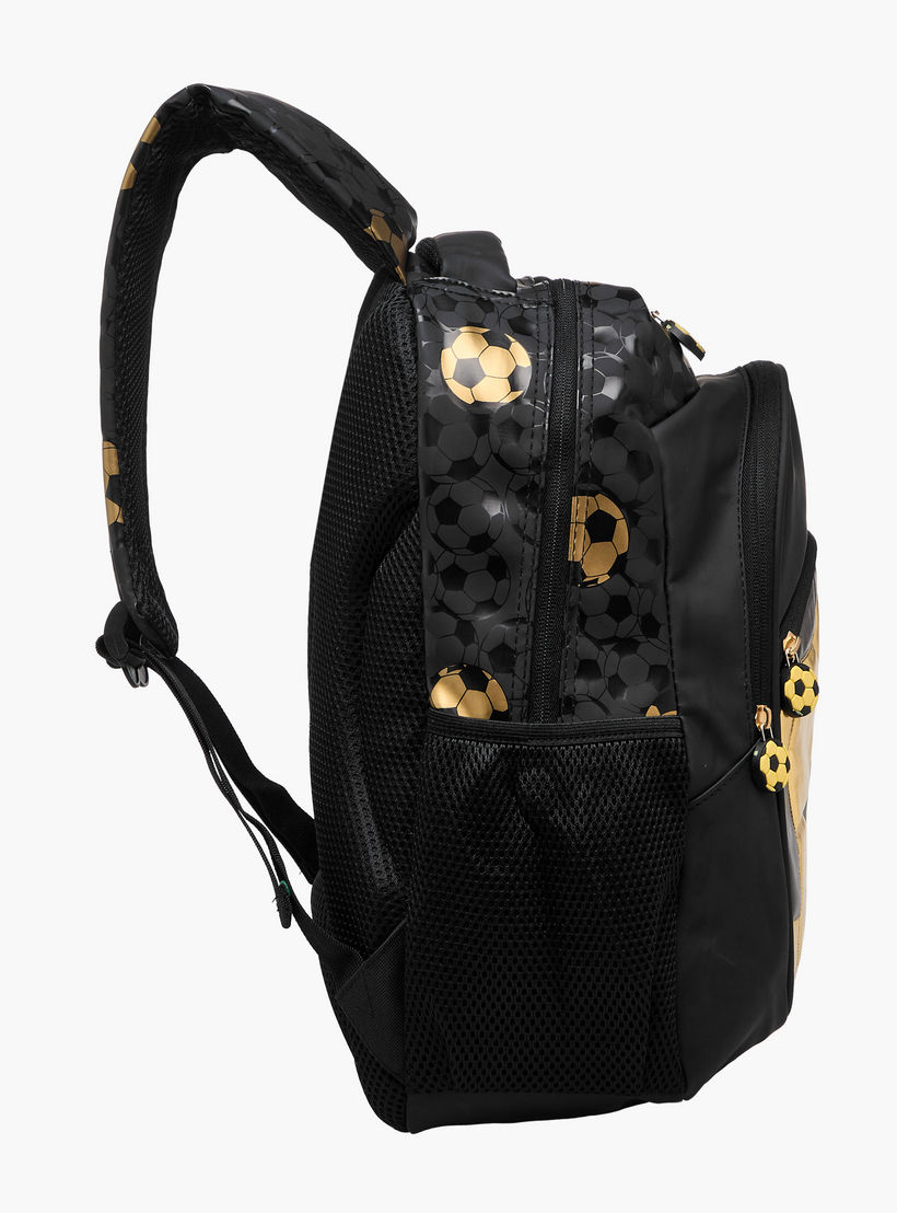 Soccer Print 17-inch Backpack with Adjustable Straps and Zip Closure - 42x30x14 cms-school-bagsandbackpacks-backpacks-image-4